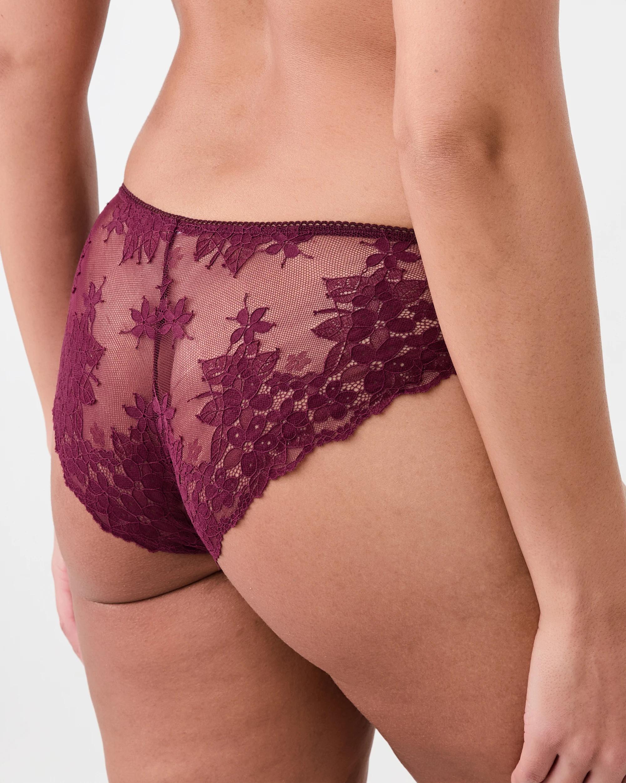 3 Co-ordinated Lace Cheeky Bikini Briefs Velvet Red, 3 of 6