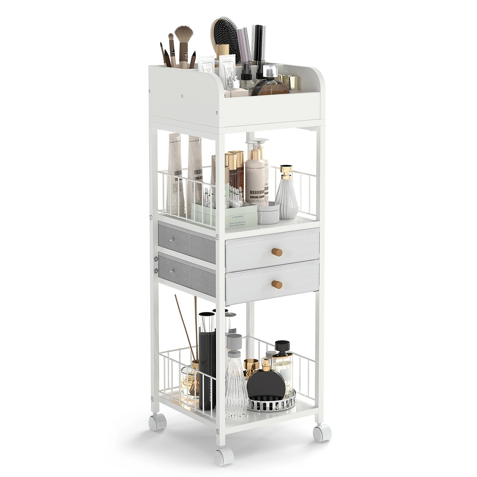 5 Costway Makeup Storage Cart w/Drawers Rolling Vanity Organizer, 5 of 5