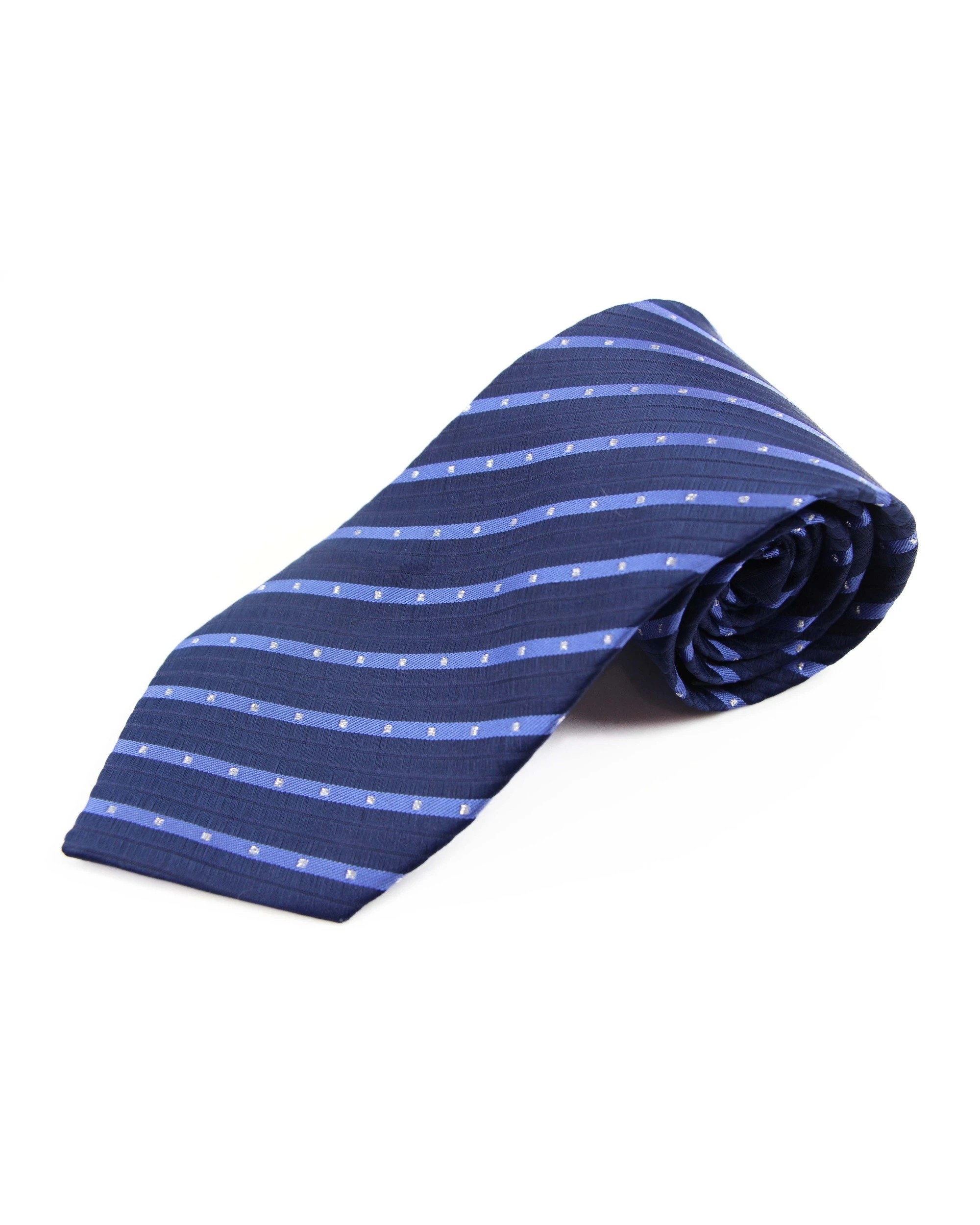 2 Zasel Mens Navy & Blue Striped 8cm Patterned Neck Tie, 2 of 2