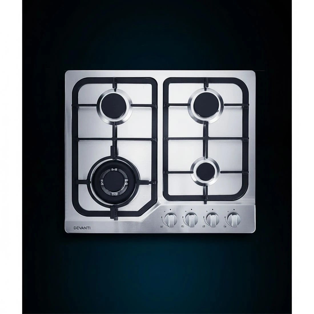 5 Devanti Gas Cooktop 60cm 4 Burner Silvir - Silver, 5 of 6