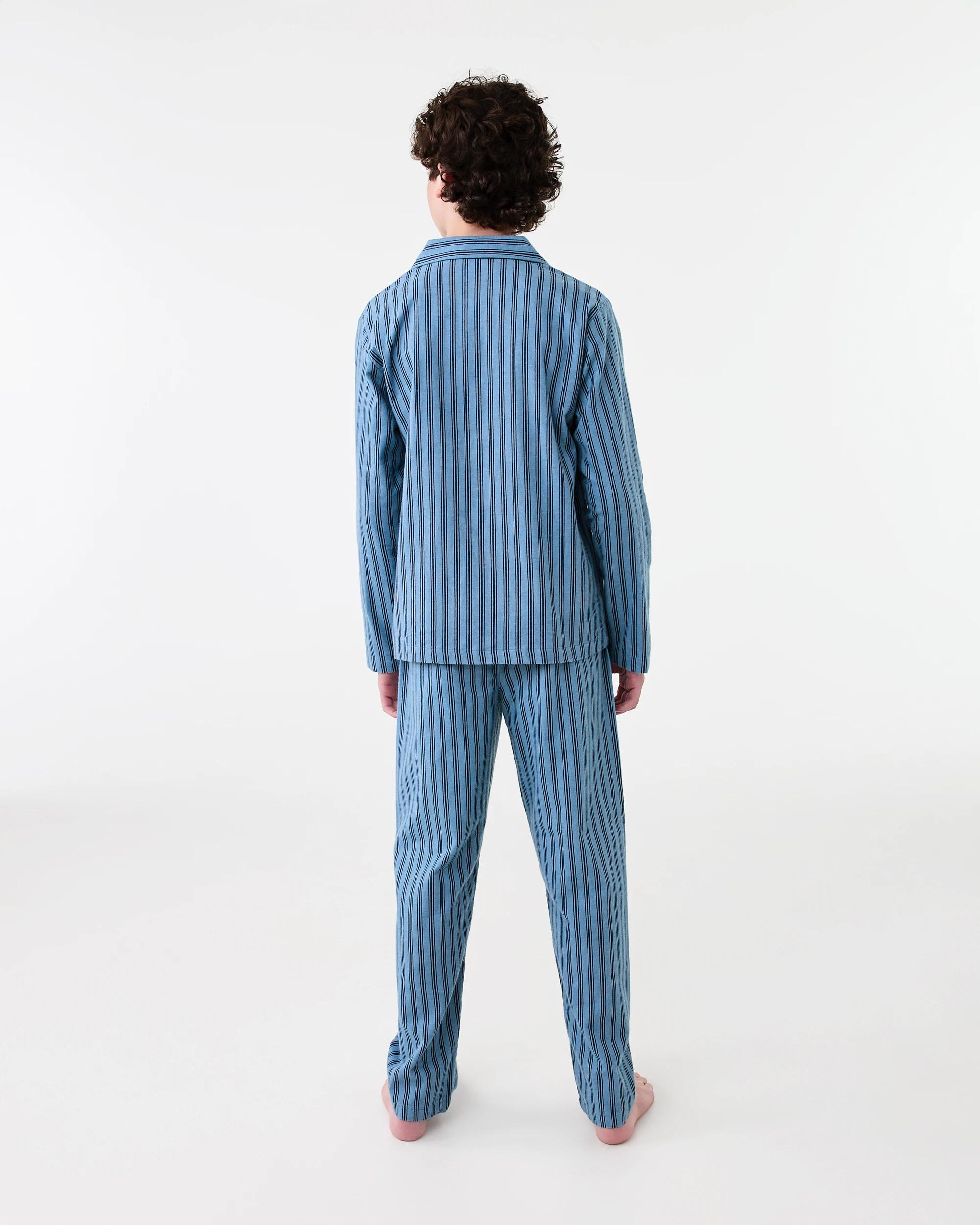 2 Flannel Pyjama Set Blu Stripe, 2 of 10
