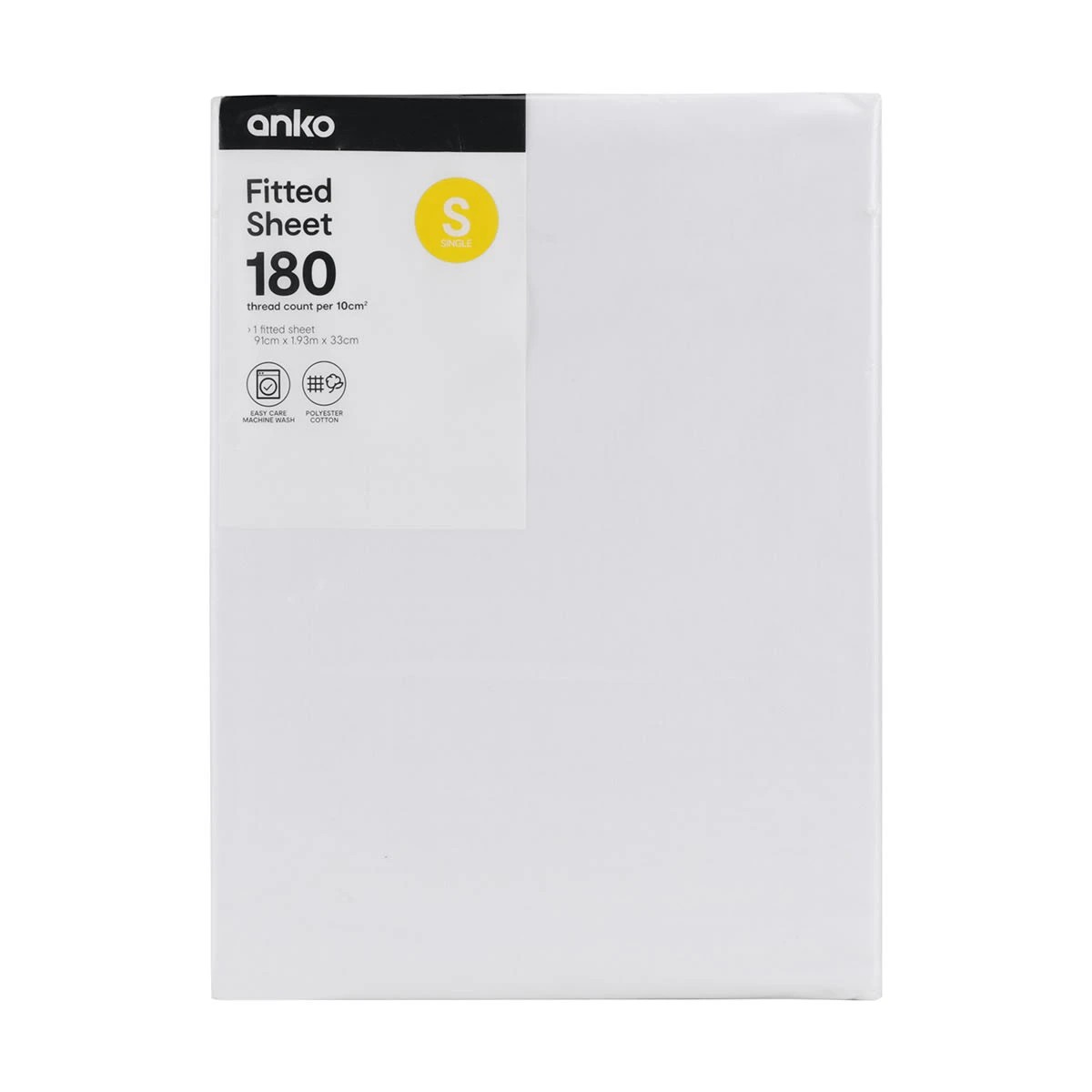 3 180 Thread Count Fitted Sheet - Single Bed, White, 3 of 3
