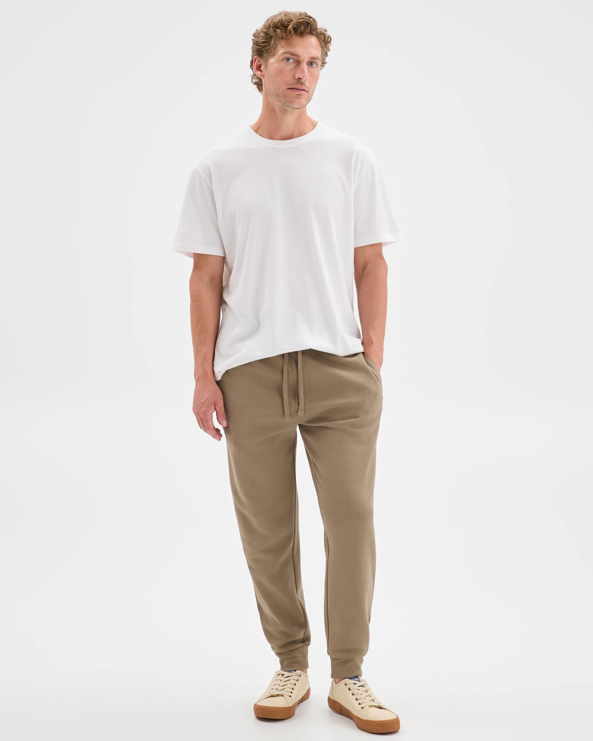 1 Target Man Australian Cotton Blend Cuffed Trackpants MUSHROOM, 1 of 7