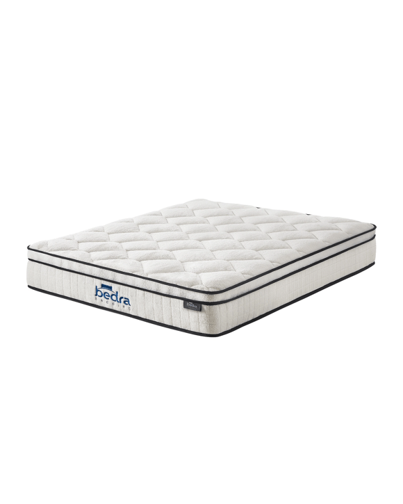 Bedra Bedding Mattress Luxury Boucle Fabric Euro Top Pocket Spring Bed 22cm King
 - White