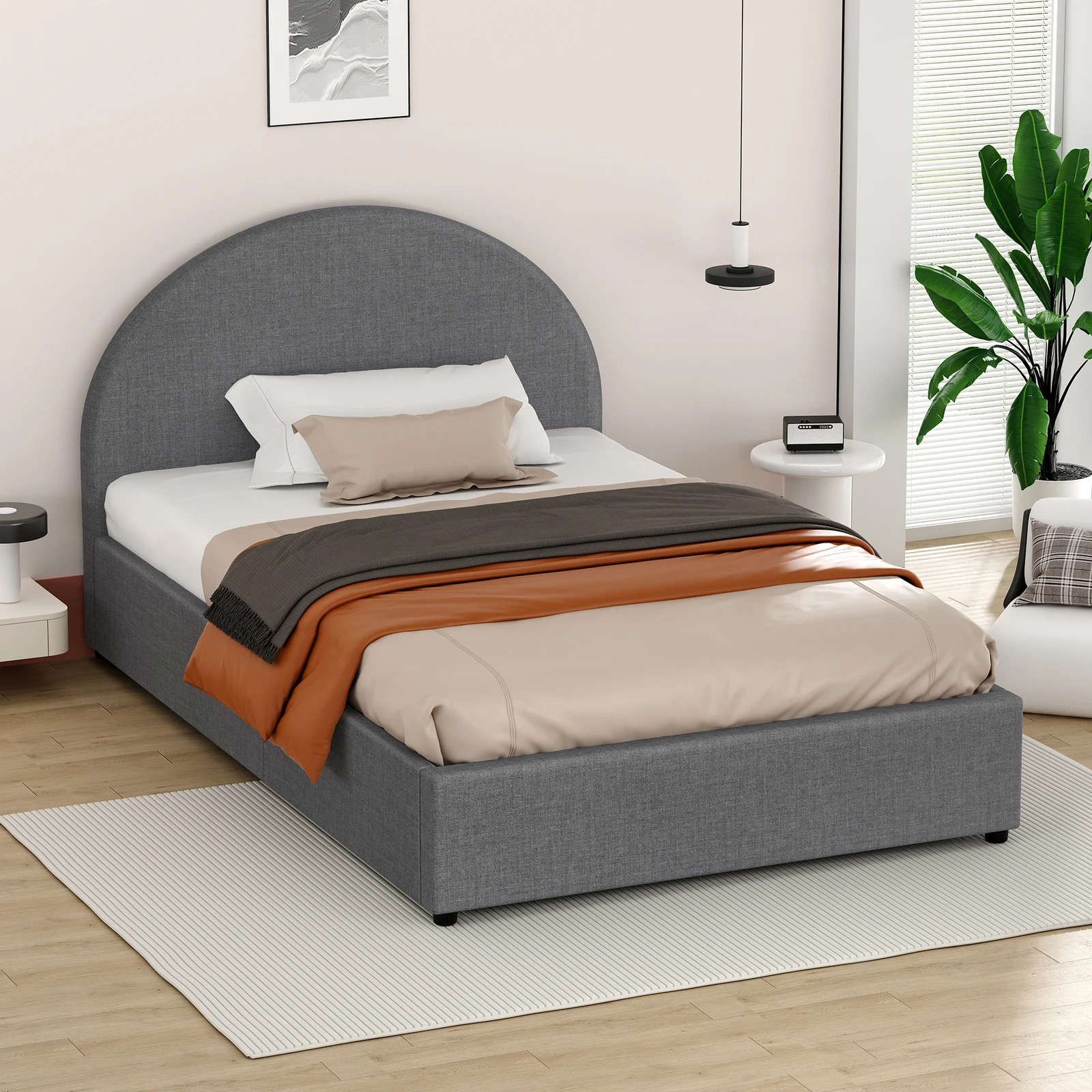 6 Alfordson Bed Frame King Single Gas Lift Base With Storage Fabric Howell - Grey, 6 of 10