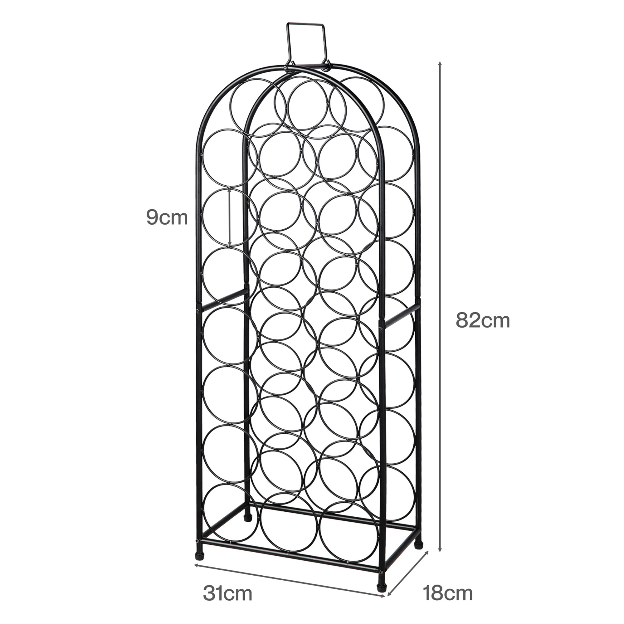 3 Levede 23 Bottle Wine Rack Kitchen Home Floor Storage Organiser Metal Black, 3 of 8