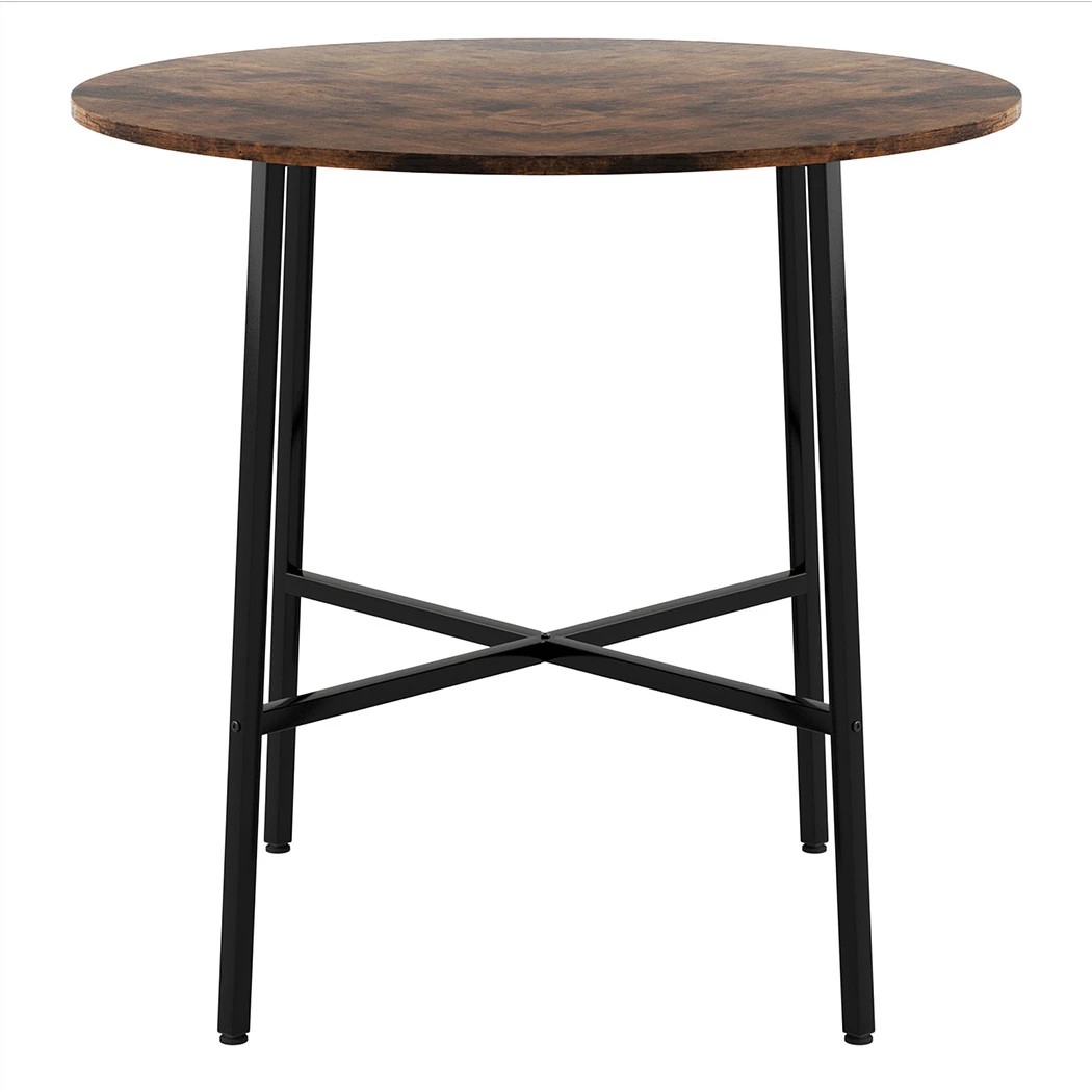2 Levede Dining Table, Round,Rustic Brown and Black 80Dx76H, 2 of 7