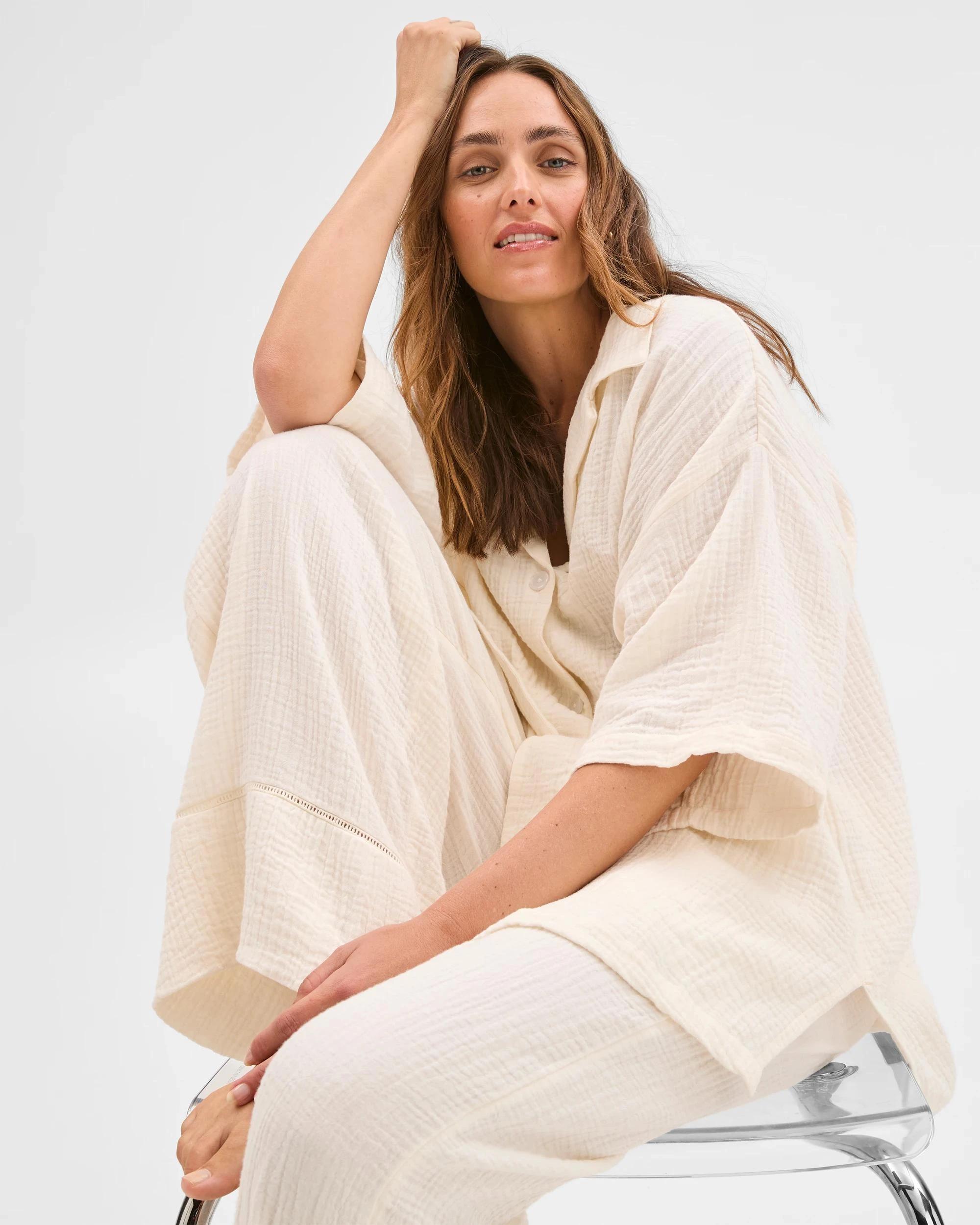 7 Target Woman Resort Australian Cotton Oversized Short Sleeve Shirt WHITE, 7 of 7