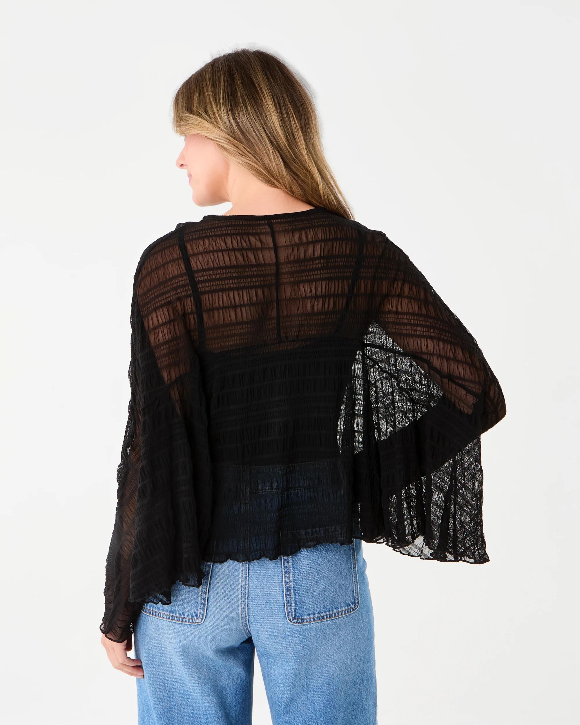 3 Long Sleeve Cape Top Black, 3 of 6