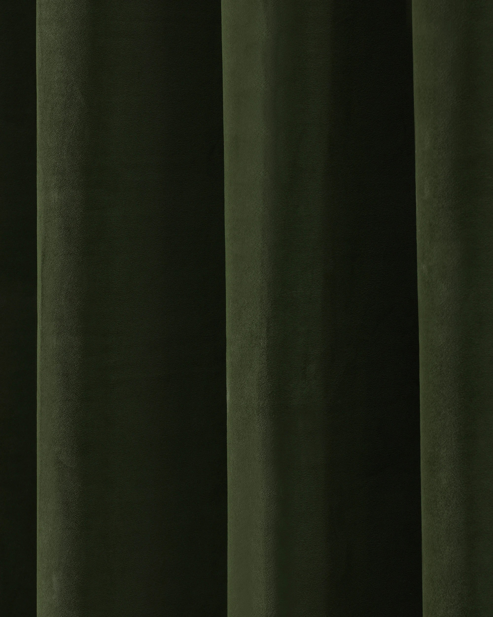 4 Cadence & Co. Byron Matte Velvet 100% Blockout Eyelet Curtains Twin Pack 90x223cm - Olive, 4 of 6