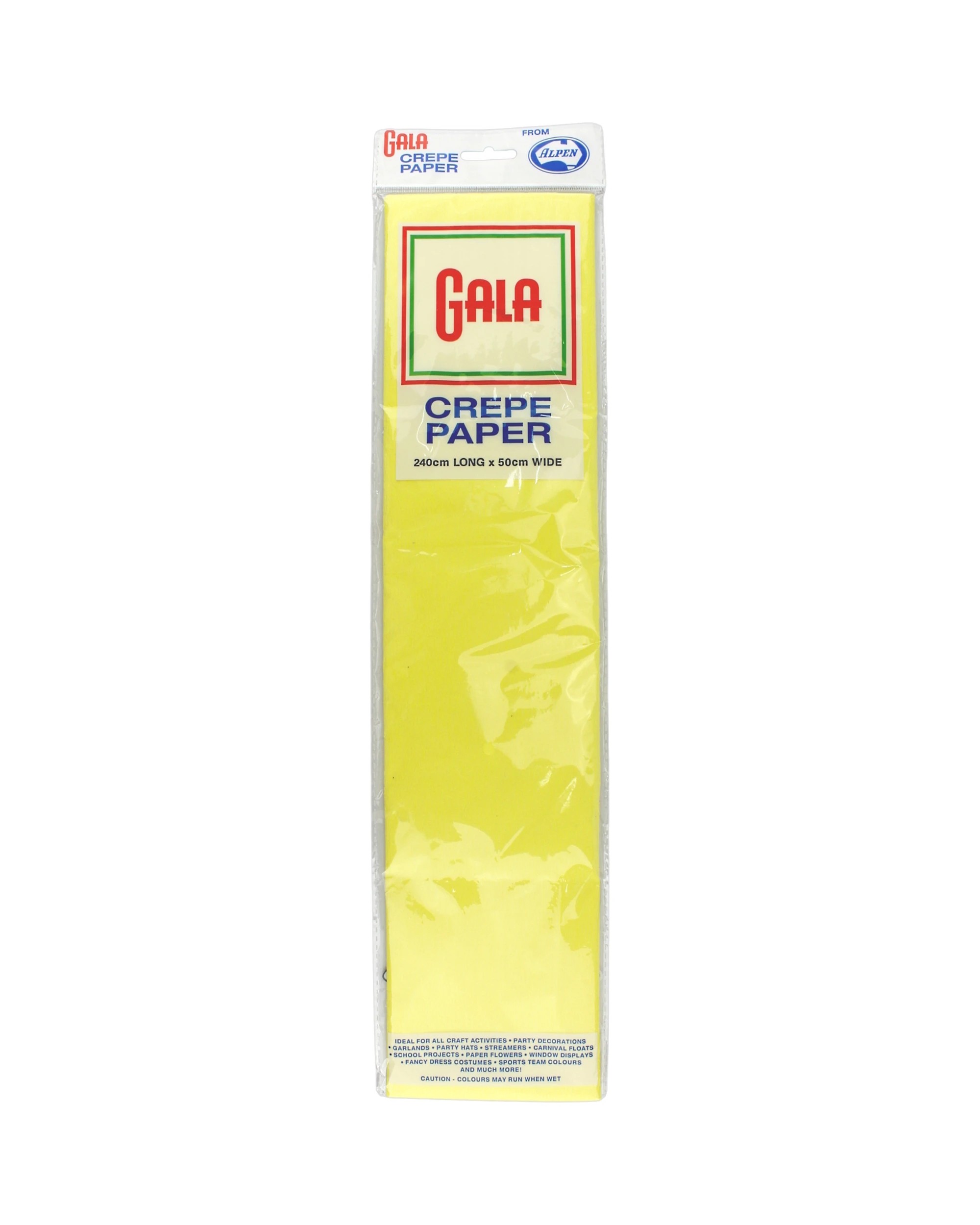 1 Alpen Gala Crepe Paper 240cm x 50cm 1 Sheet - Yellow, 1 of 1