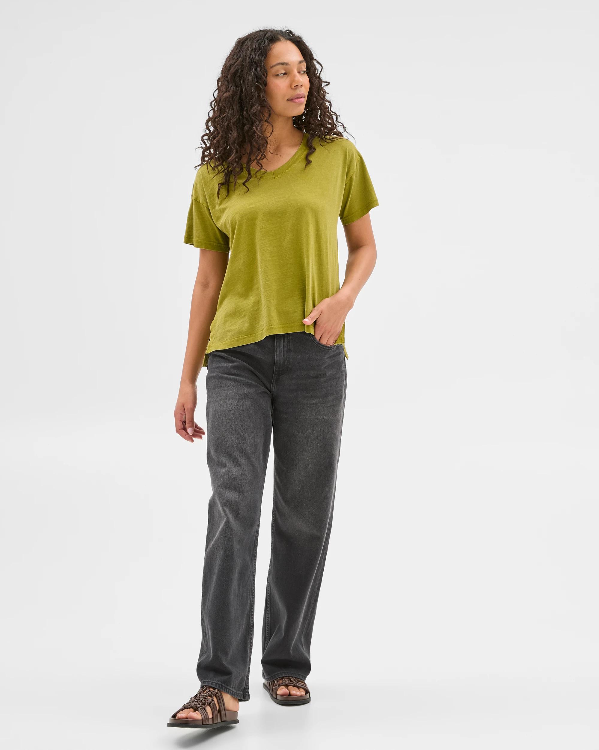 2 Target Australian Cotton Relaxed Slub V-Neck T-Shirt Parrot Green, 2 of 6