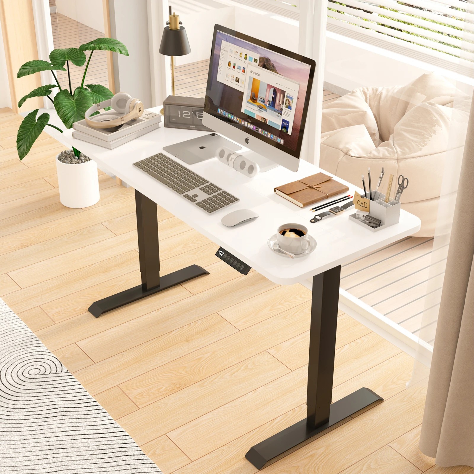 2 Advwin Electric Standing Desk Height Adjustable - White, 2 of 4