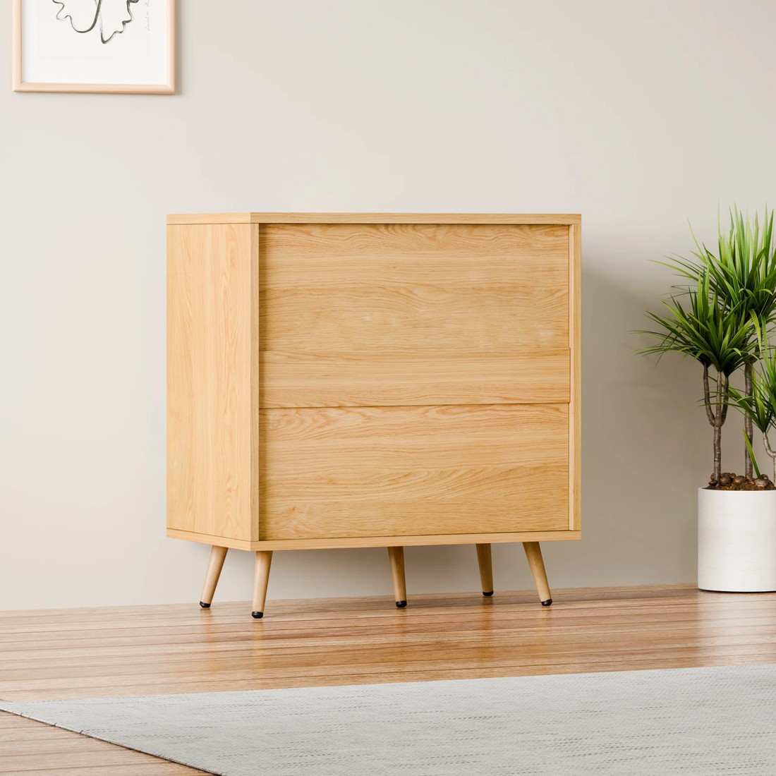 7 Alfordson 4 Chest of Drawers Modern Storage Cabinet Dresser Tallboy - Oak, 7 of 10