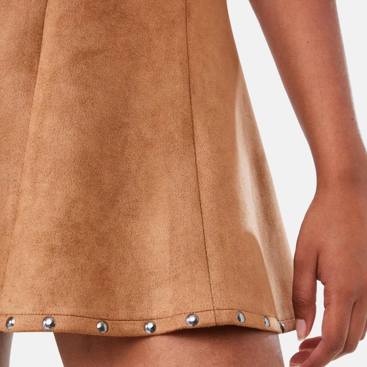 9 Suedette Mini Dress DEEP CAMEL, 9 of 10