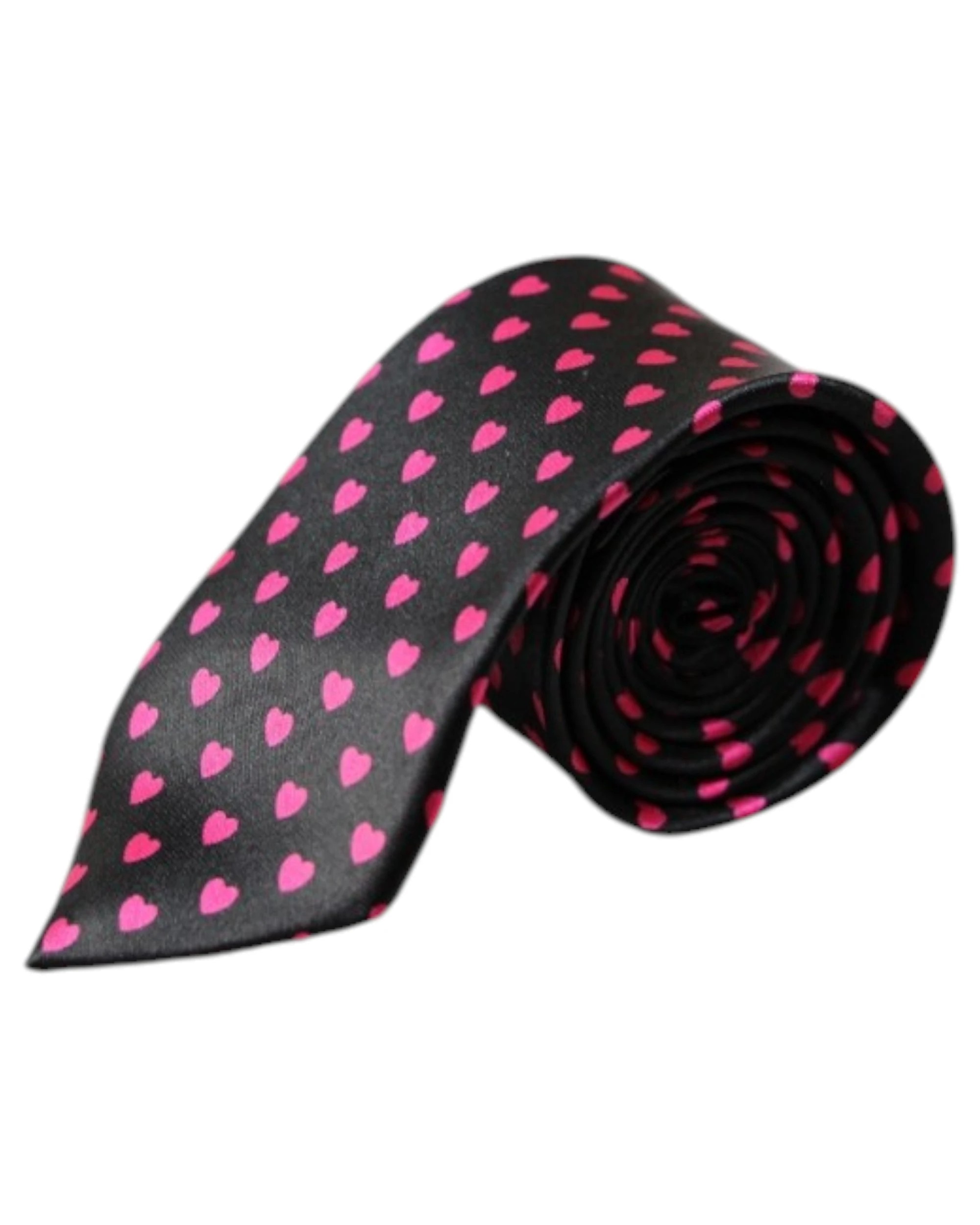 2 Zasel Mens Black With Pink Hearts 5cm Skinny Neck Tie - Multi, 2 of 4
