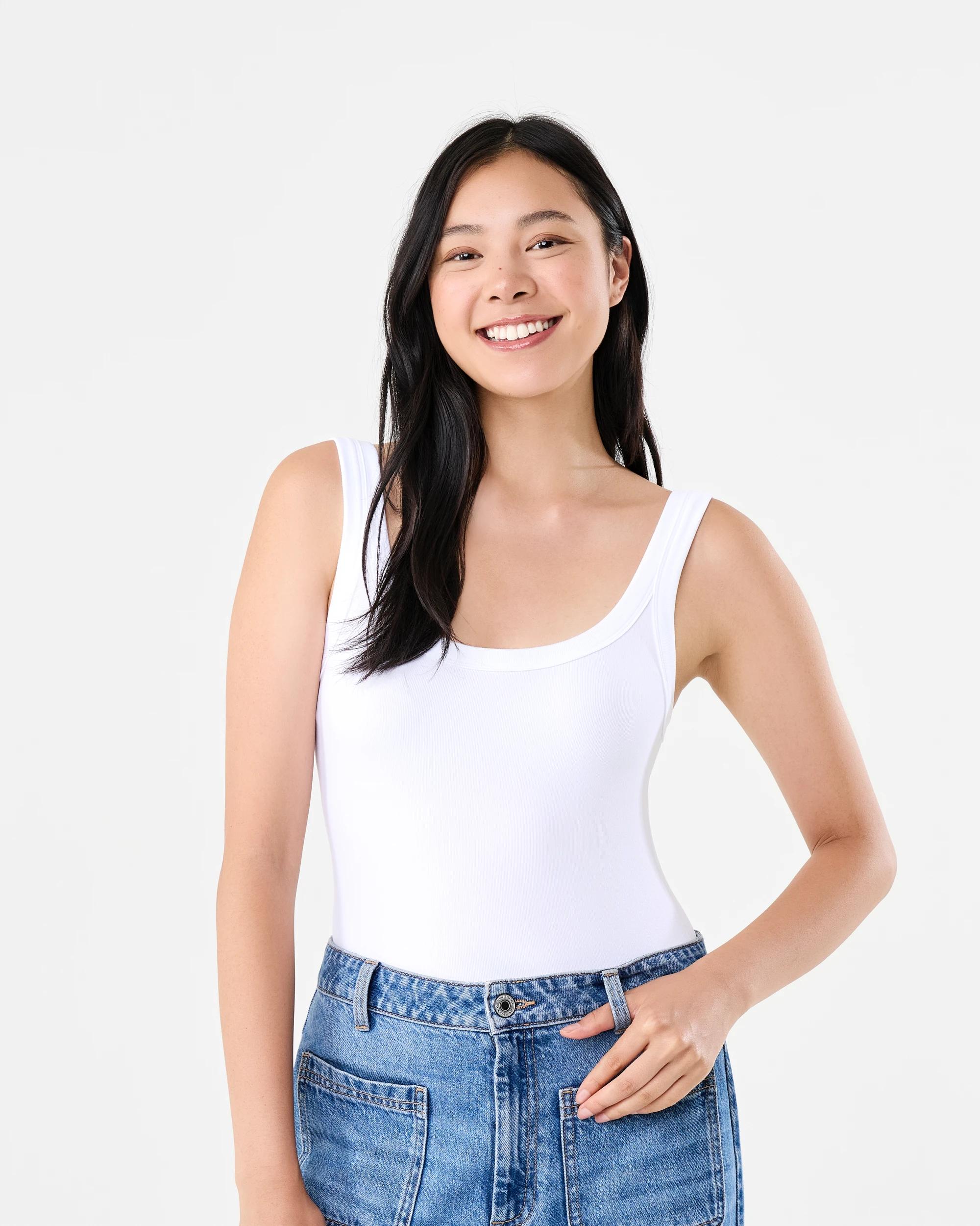 1 Sleeveless Soft Rib Bodysuit White, 1 of 6