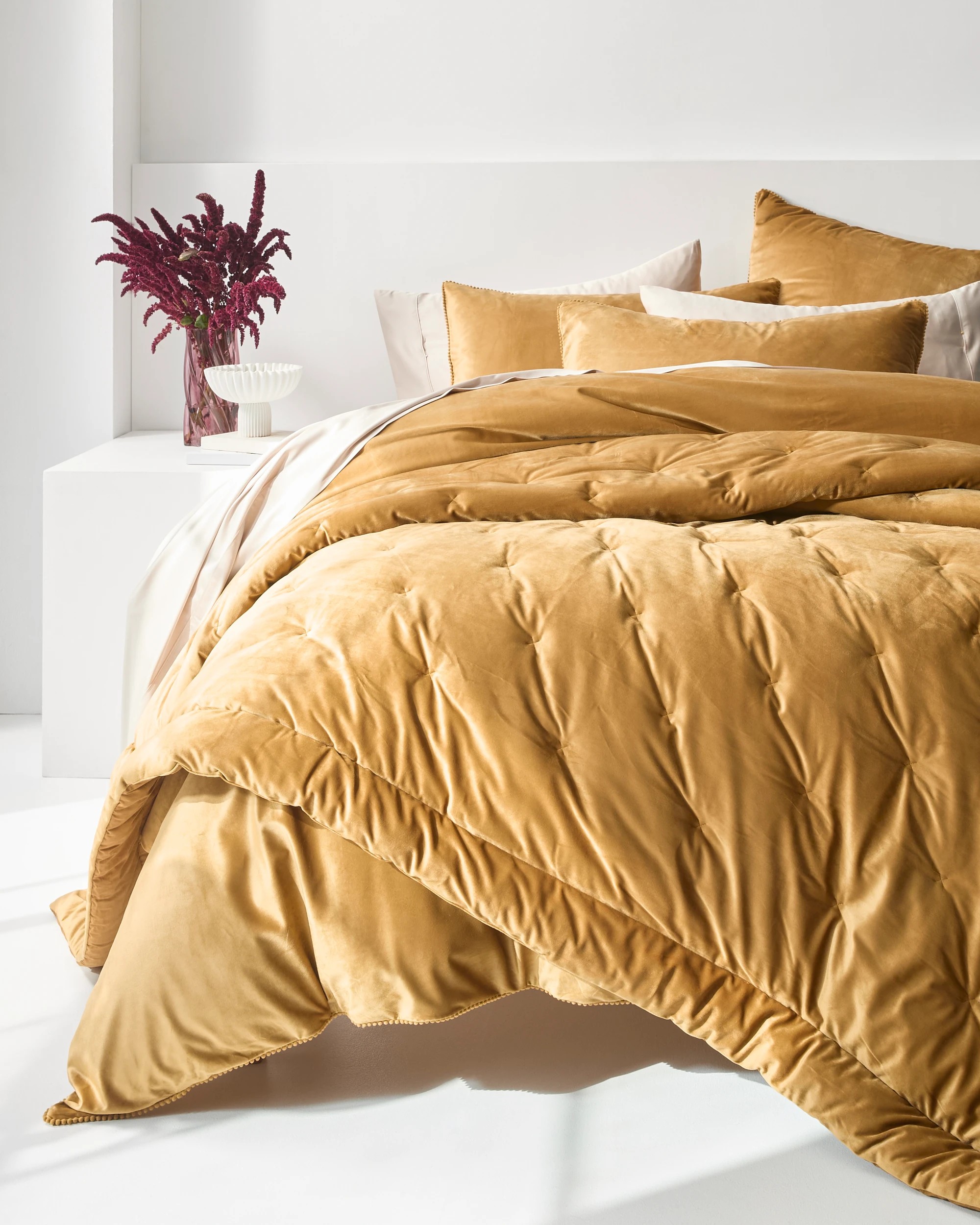 1 Target Lacy Velvet Comforter - Queen Bed - Yellow, 1 of 3