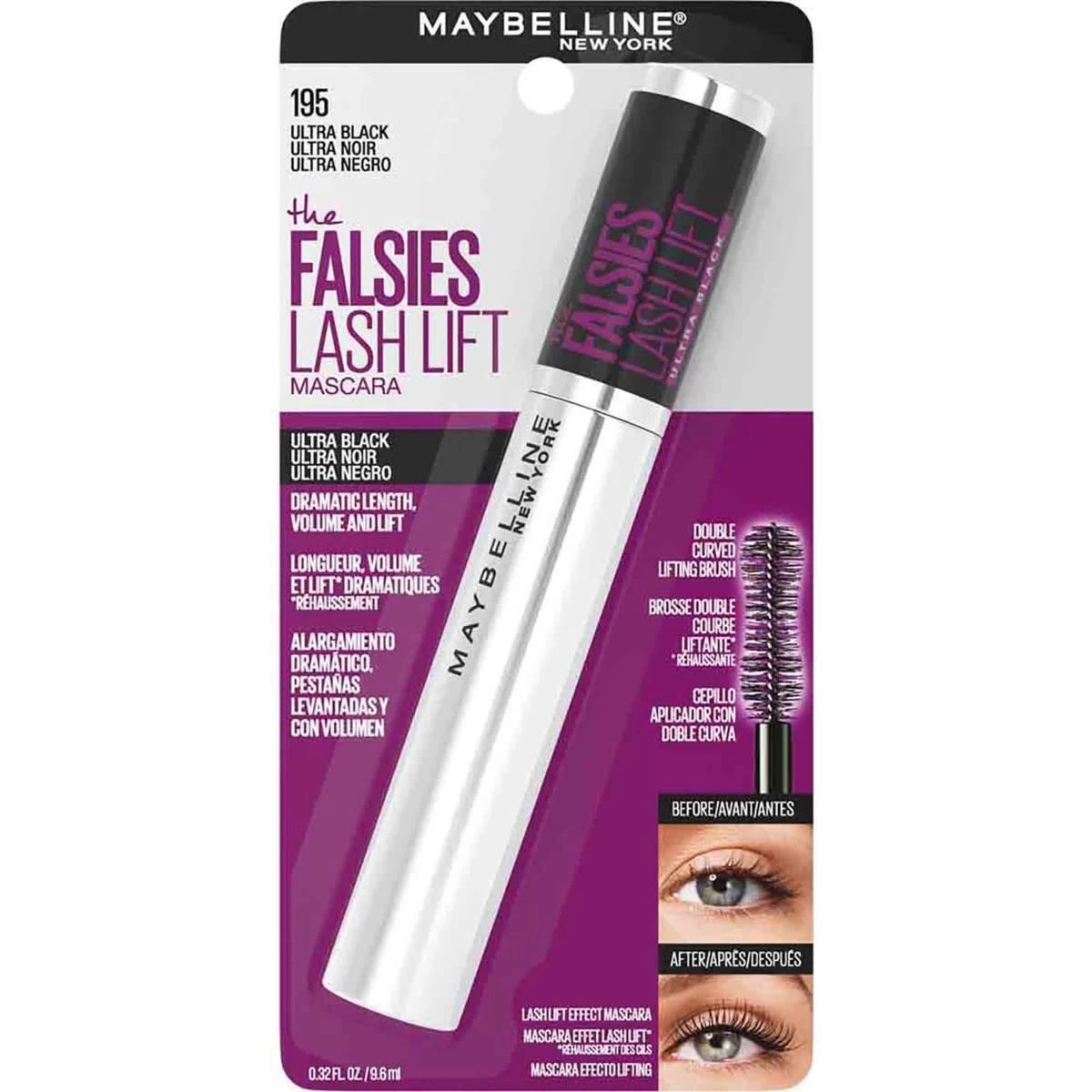 1 Maybelline The Falsies Lash Lift Volumising Mascara - Ultra Black, 1 of 6