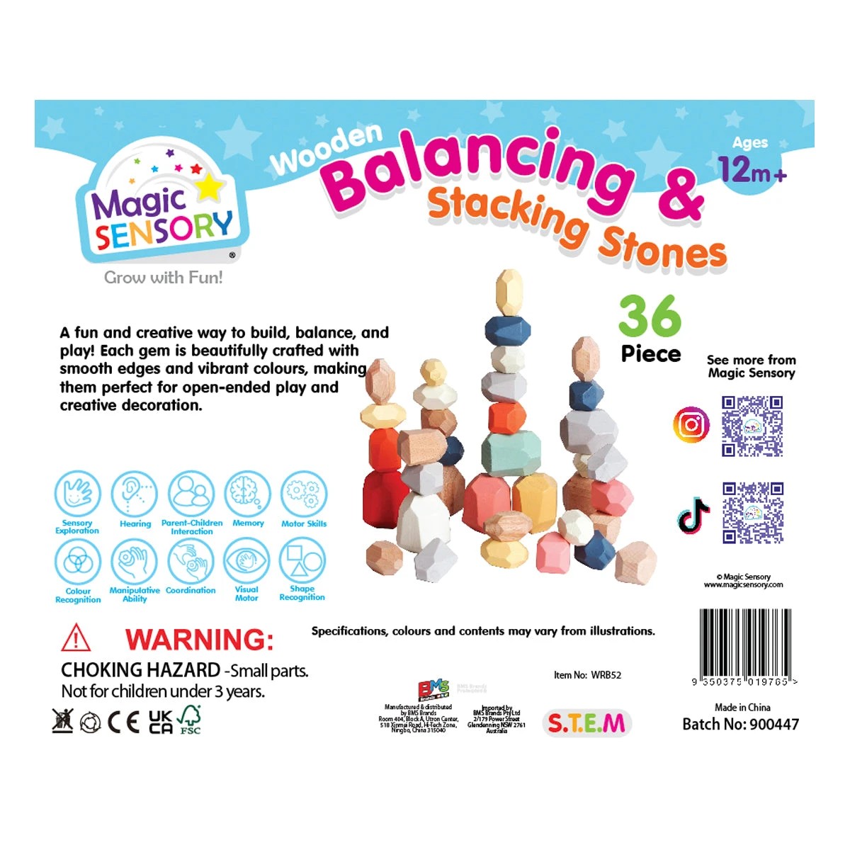 4 Magic Sensory 36 Piece Wooden Balancing & Stacking Stones, 4 of 5