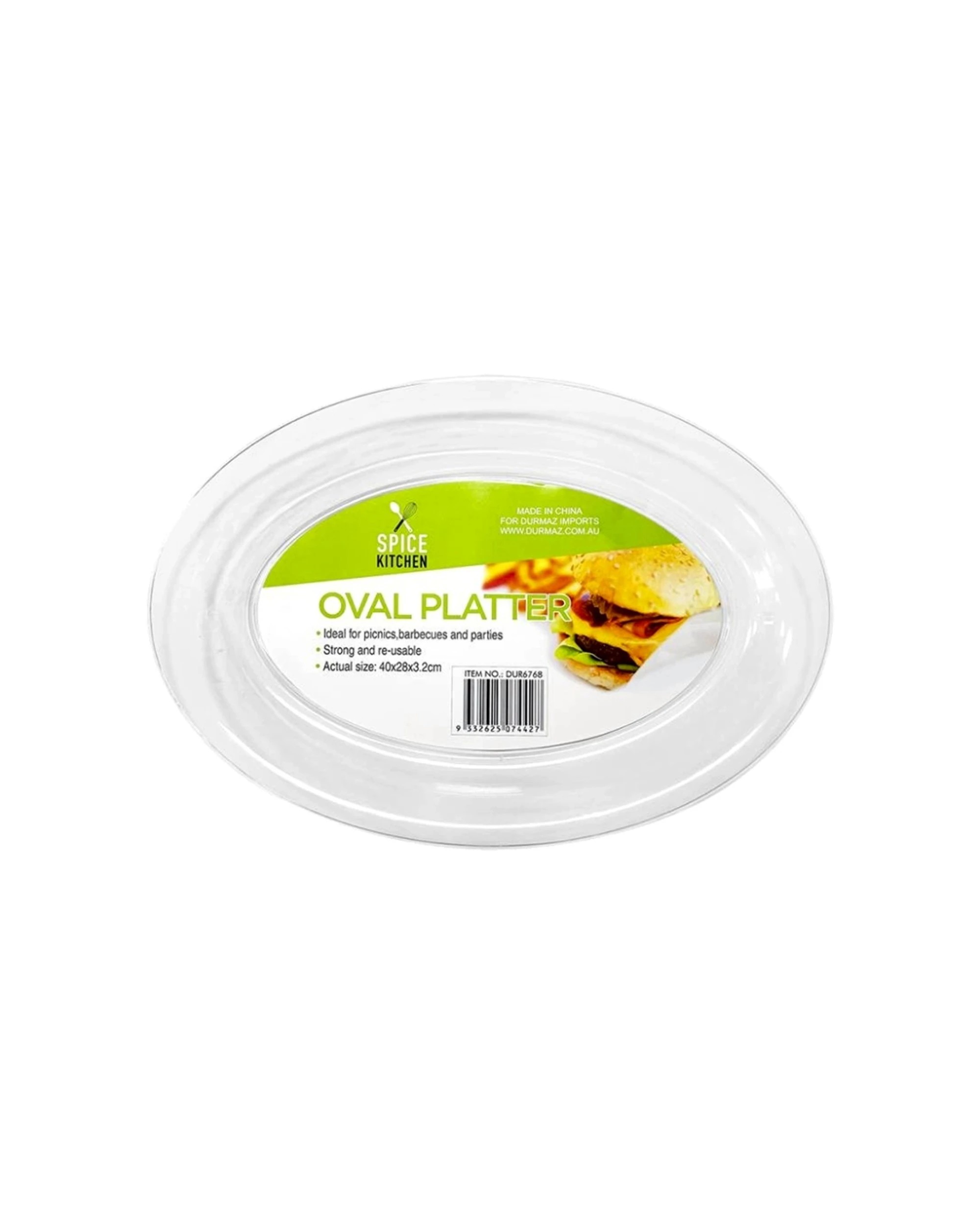 1 Durmaz Plastic Oval Platter Tableware 40 x 28cm - Clear, 1 of 1