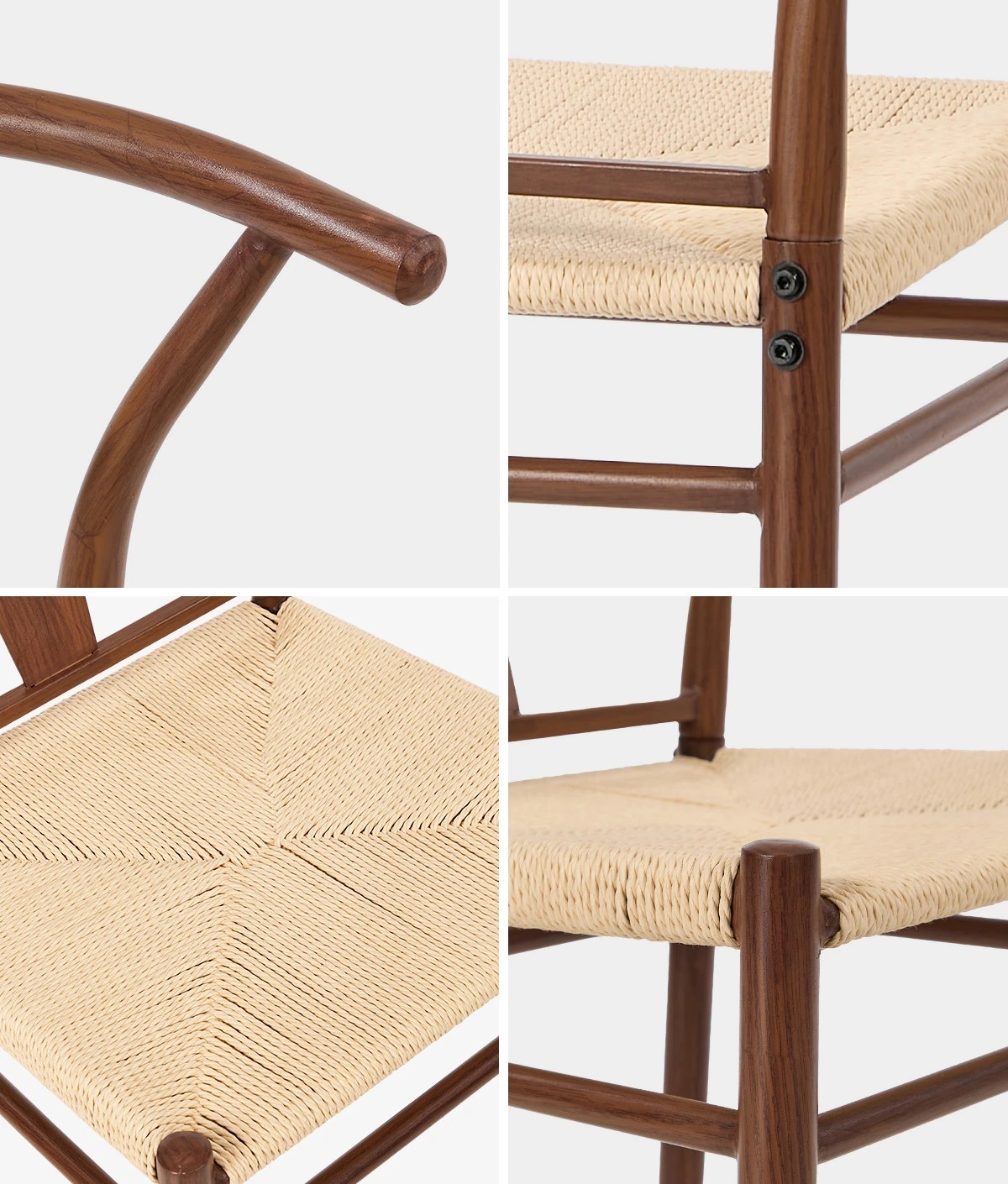 5 Oikiture 6x Dining Chair Metal Hans Wegner Chair Wishbone Cafe Lounge Walnut - Brown, 5 of 10