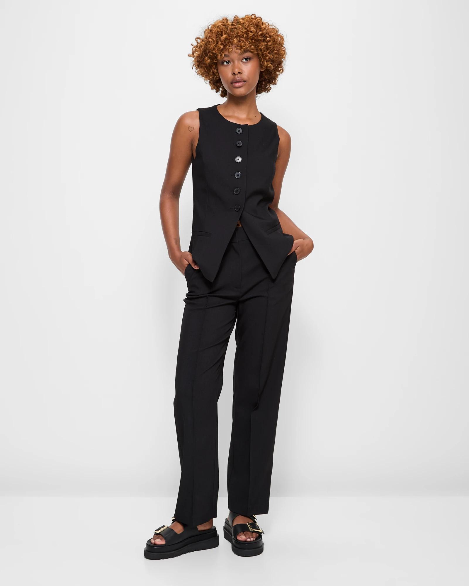 1 Target Petites Straight Leg Pintuck Pants BLACK, 1 of 5