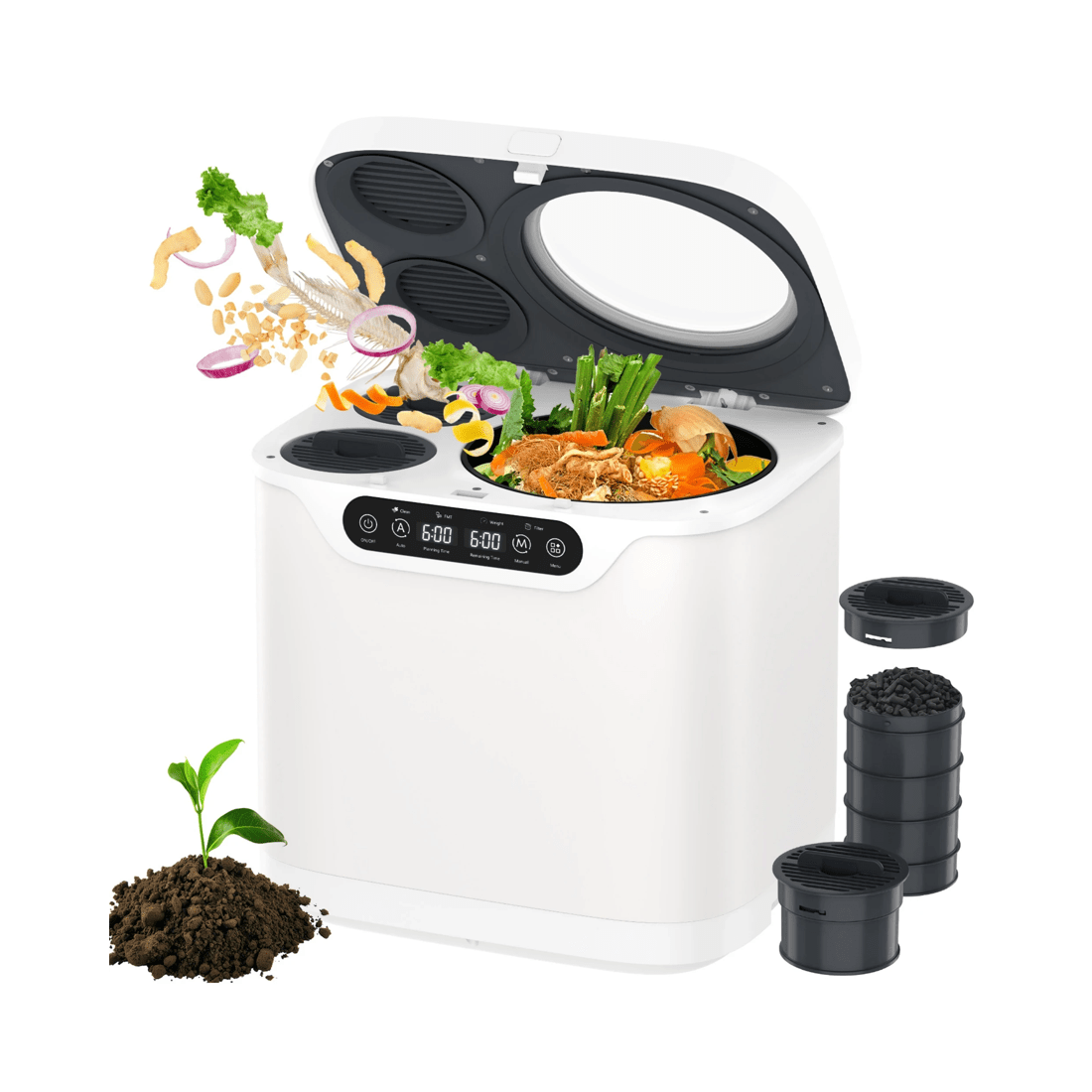 1 Advwin Electric Composter, Smart Kitchen Waste Composter With 2 Detachable Carbon Filter, 4l, 1 of 1