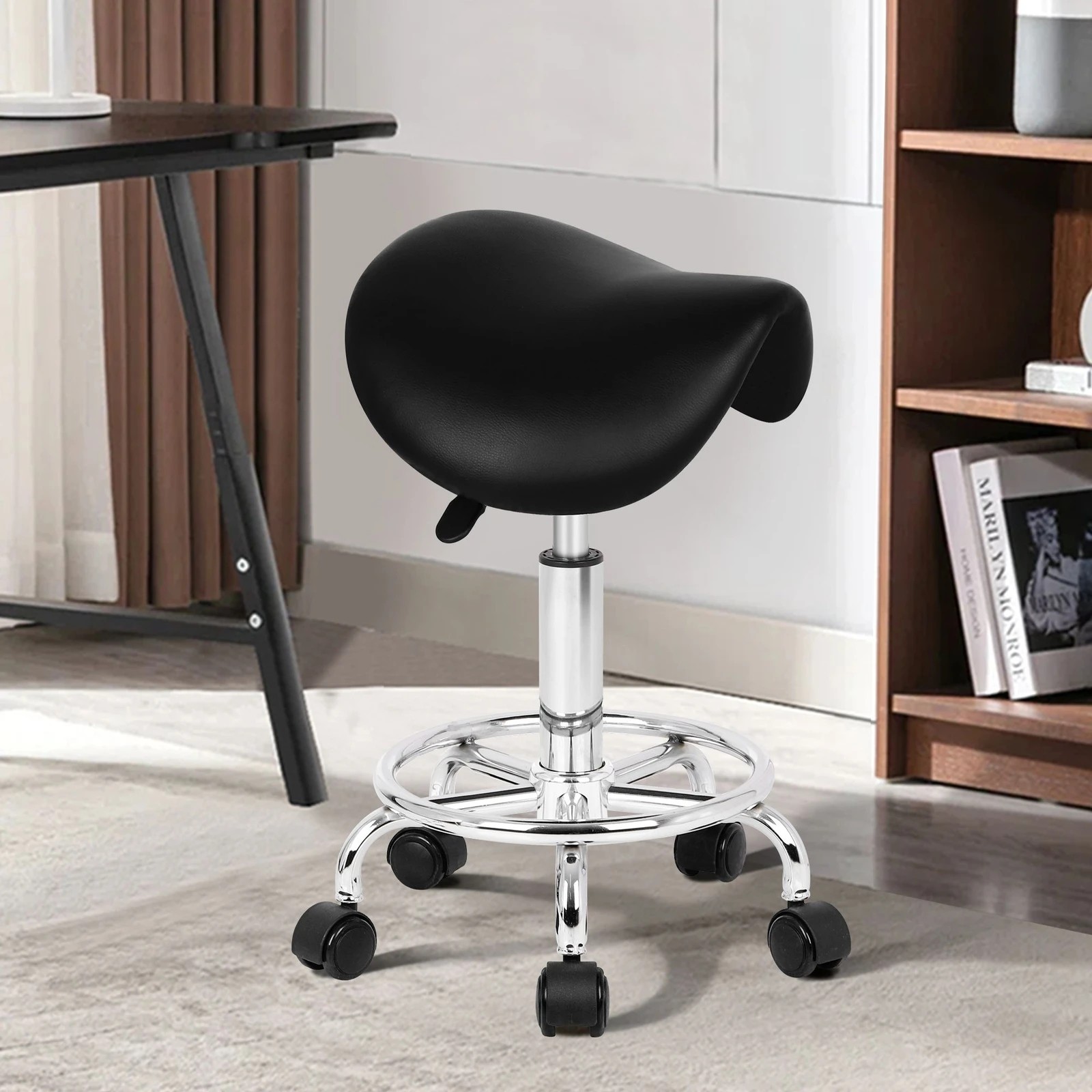 2 Alfordson Salon Stool Saddle Swivel Barber Hair Dress Chair Sierra - Black, 2 of 8