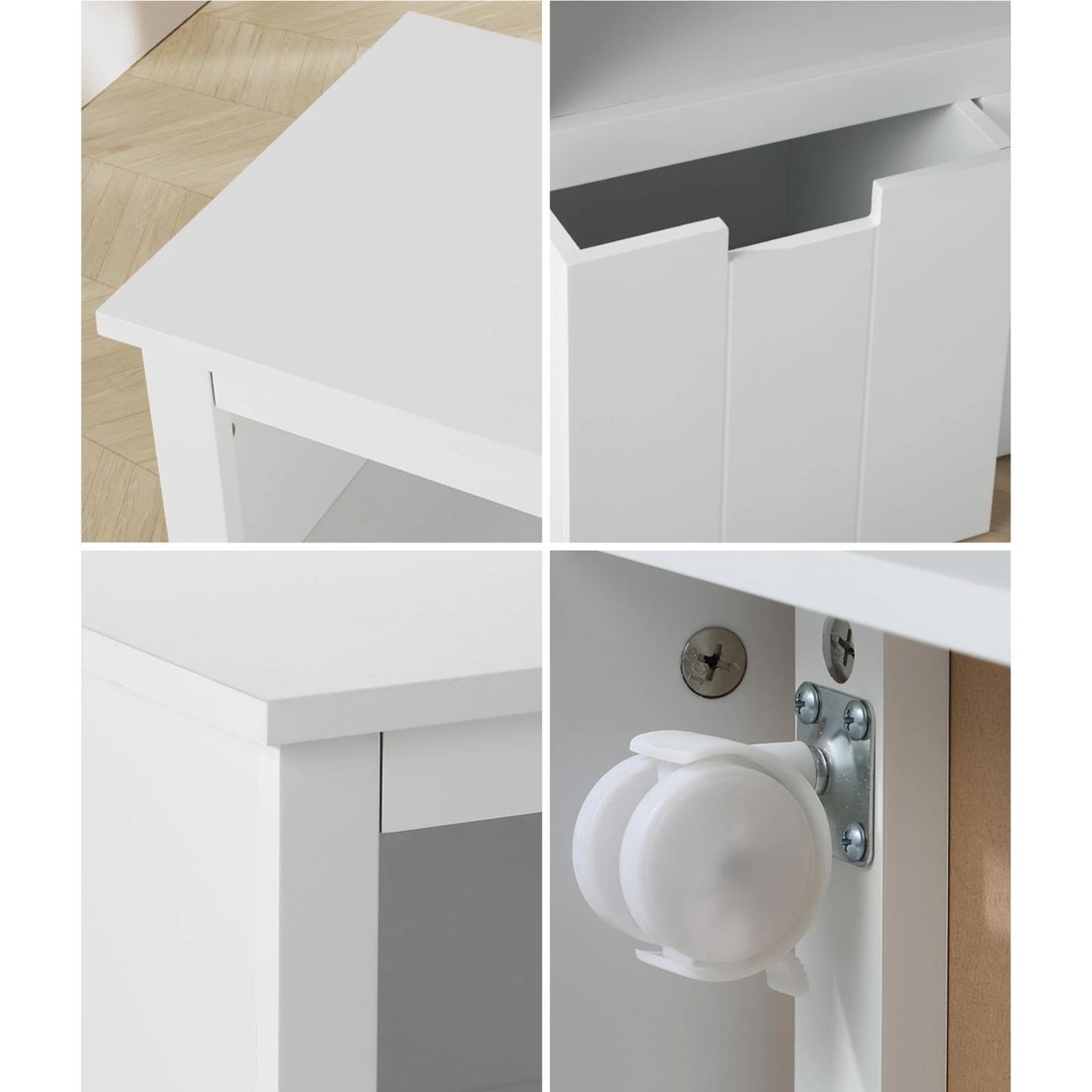 6 Oikiture Wooden Kids Toy Storage Cabinet Bookshelf With Portable Storage Box
 - White, 6 of 10