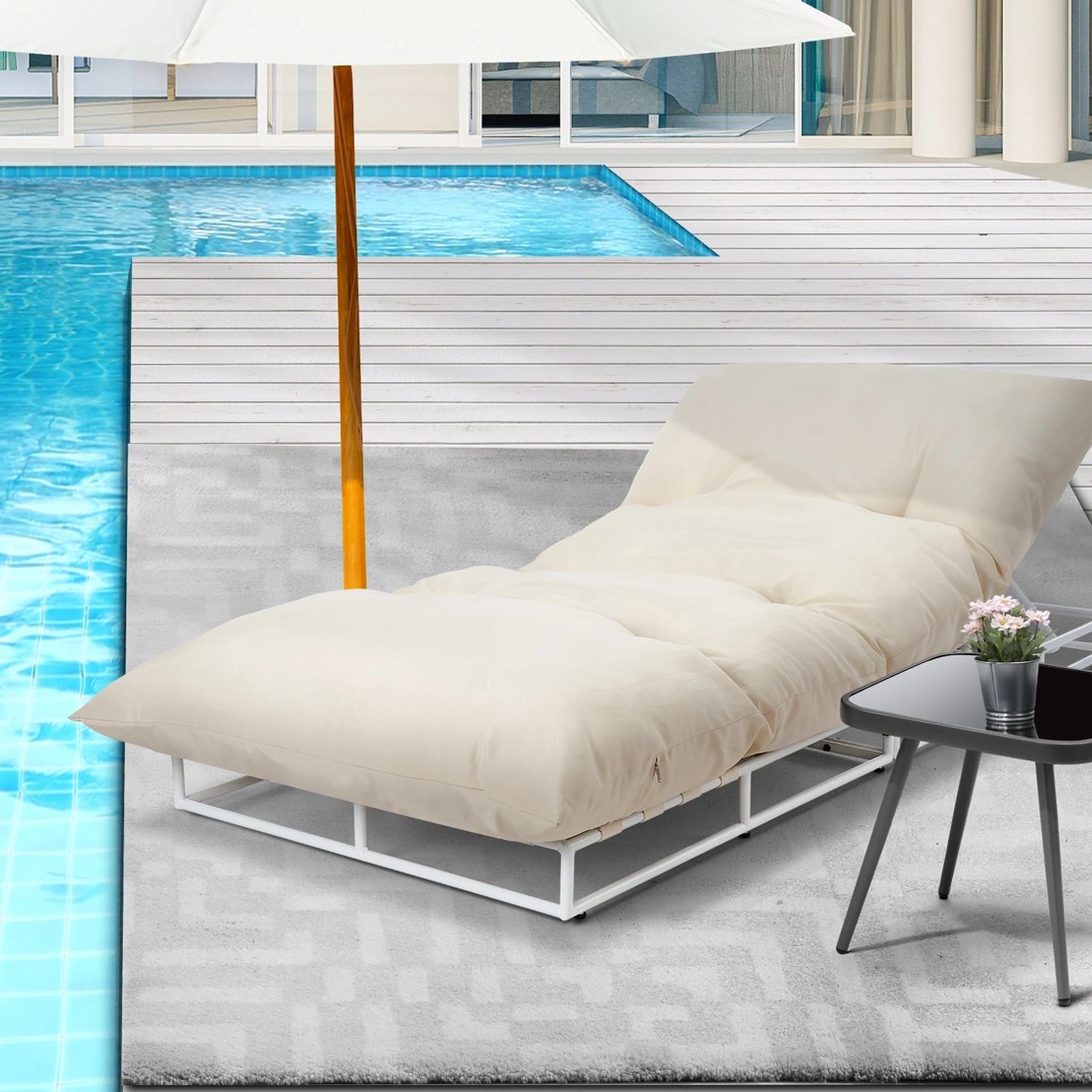 2 Livsip Outdoor Sun Lounge Day Bed Patio Garden Chairs
 - Beige, 2 of 9