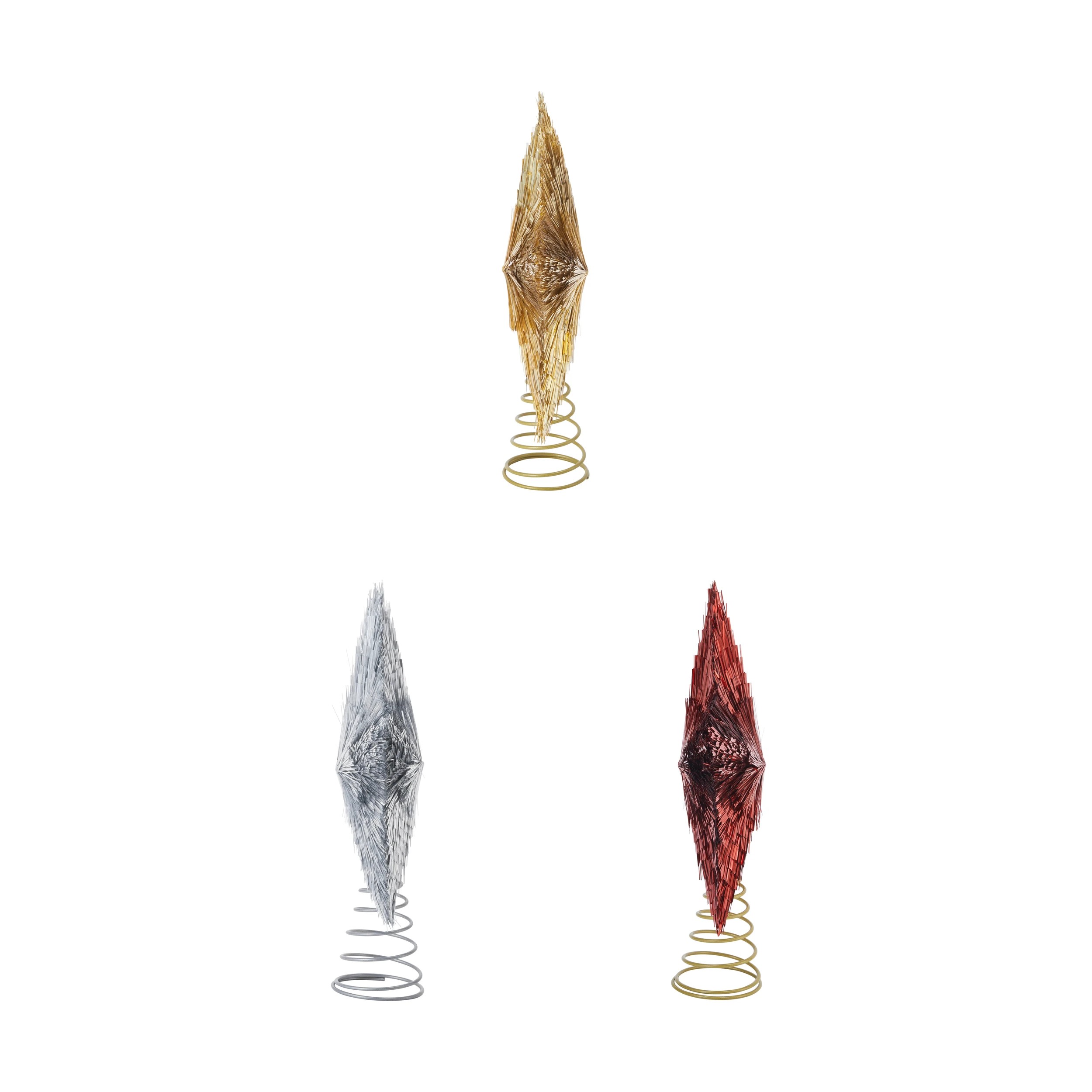 4 Tinsel Star Tree Topper - Assorted, 4 of 6