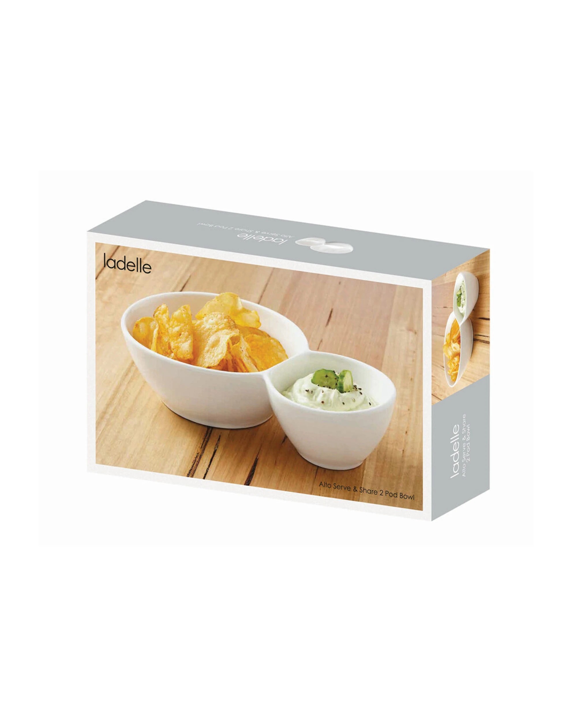 2 Ladelle Alto Serve & Share 2 Pod Porcelain Serving Bowl - White, 2 of 2