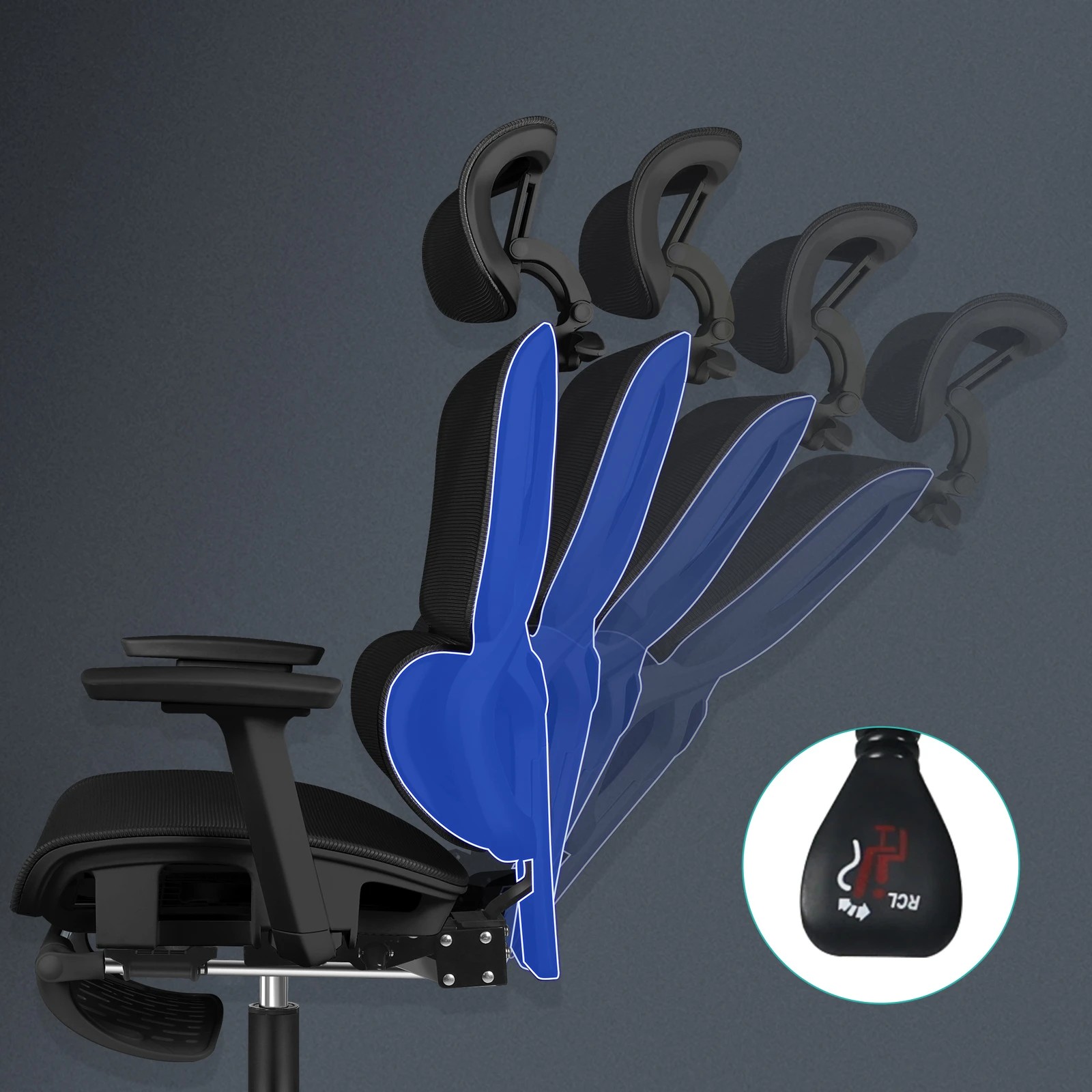 6 Alfordson Ergonomic Office Chair Mesh Seat Desk Computer Gaming - All Black, 6 of 9