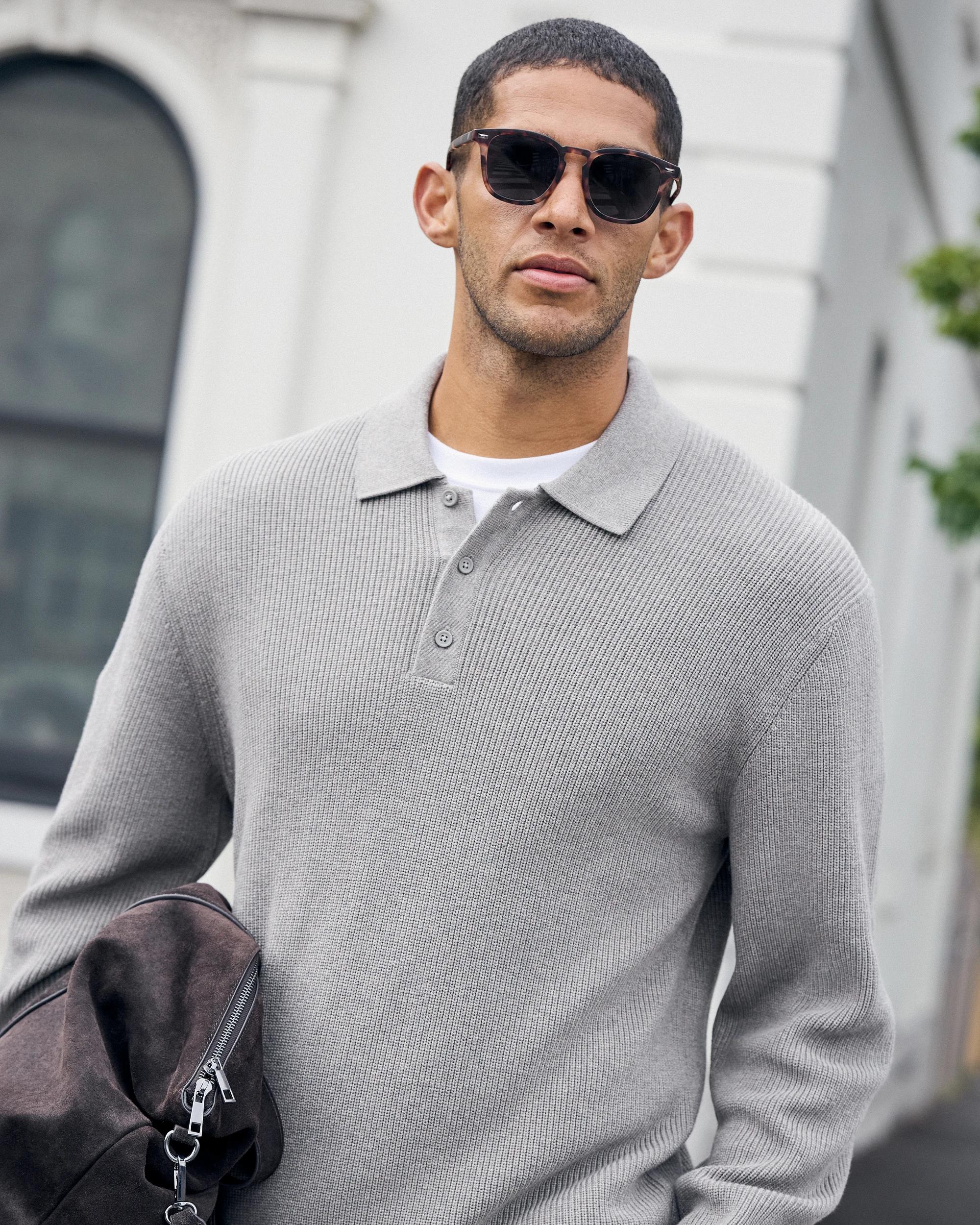 7 Target Man Australian Cotton Lightweight Long Sleeve Polo Neck Knit Jumper ROCK, 7 of 8