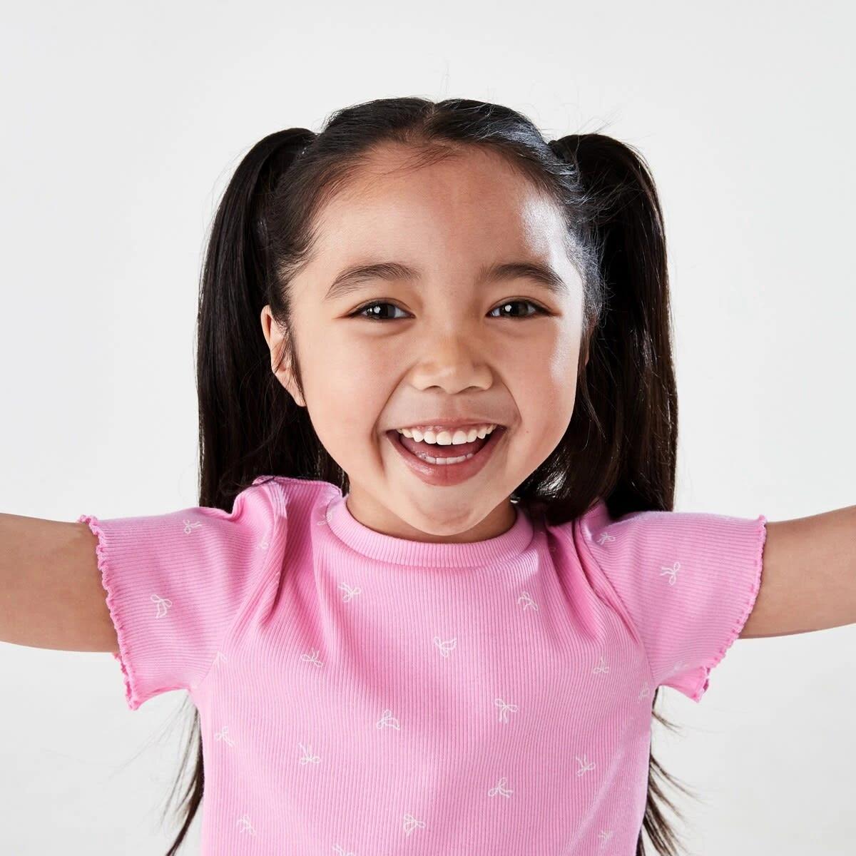 3 Short Sleeve Rib T-shirt CUTE BOWS PRISMATIC PINK, 3 of 7