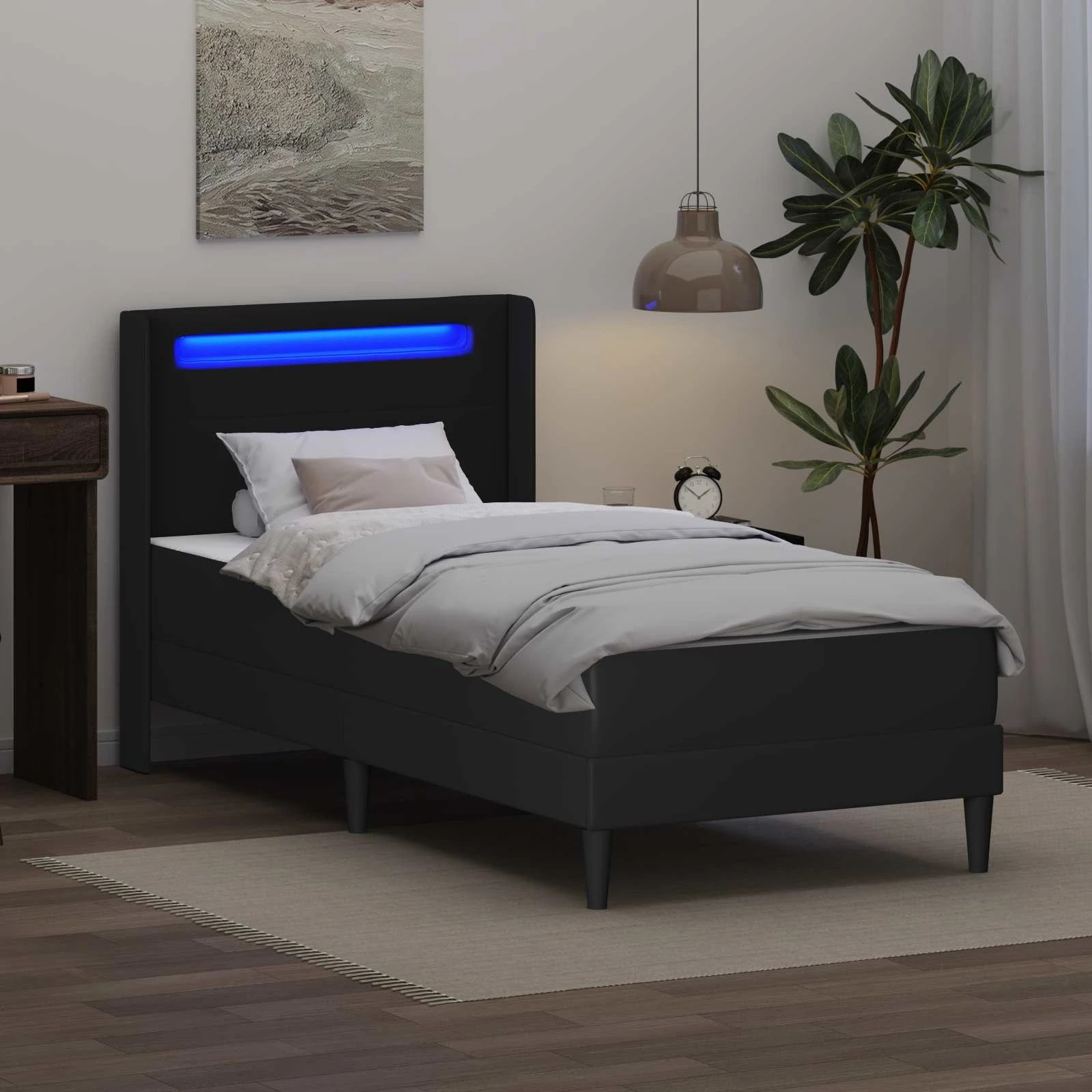 4 Vidaxl Bed Frame With Mattress Black Bed Frame - Black - Single Bed - Black, 4 of 10