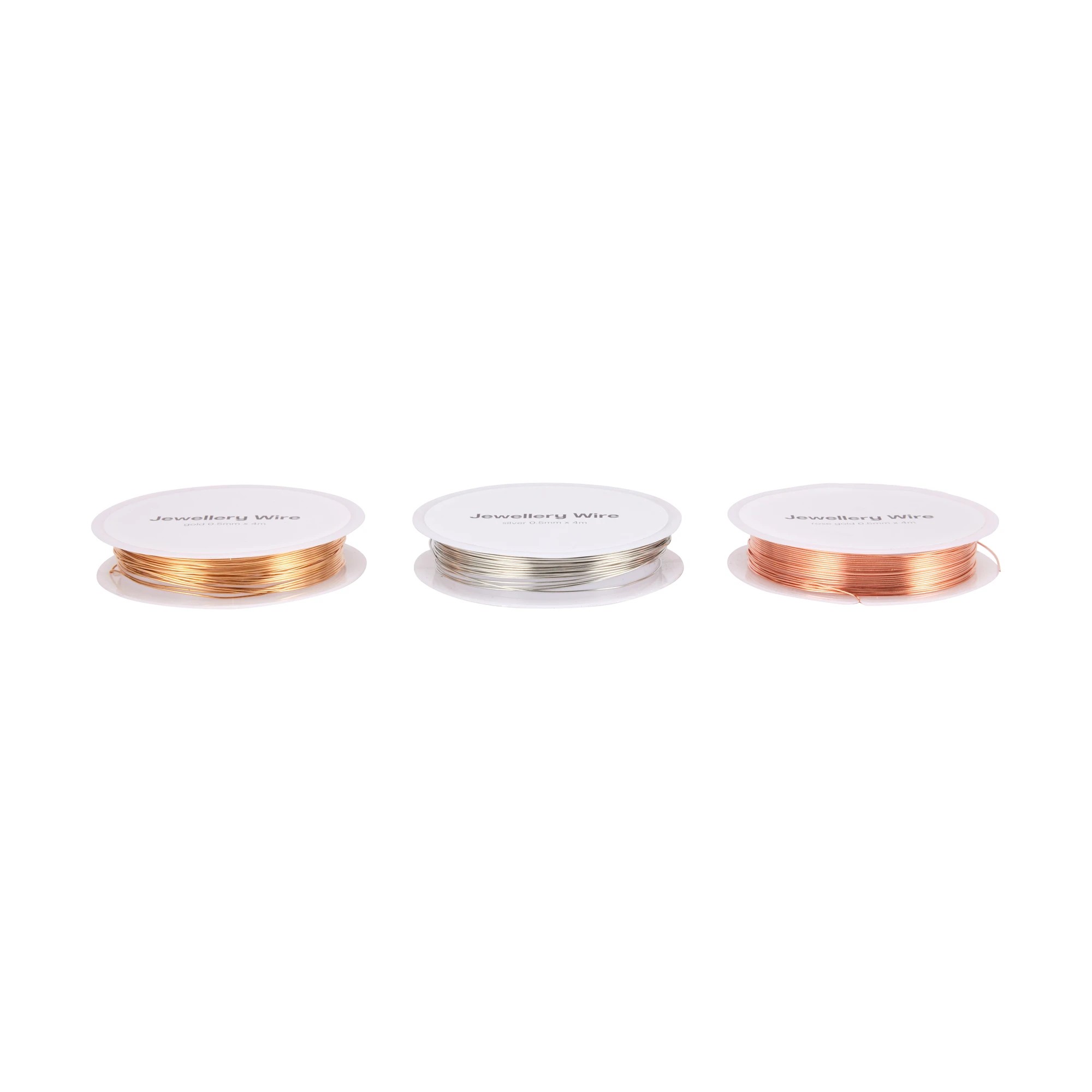 3 3 Pack Jewellery Wire - Gold Look, Silver Look and Rose Gold Look, 3 of 6