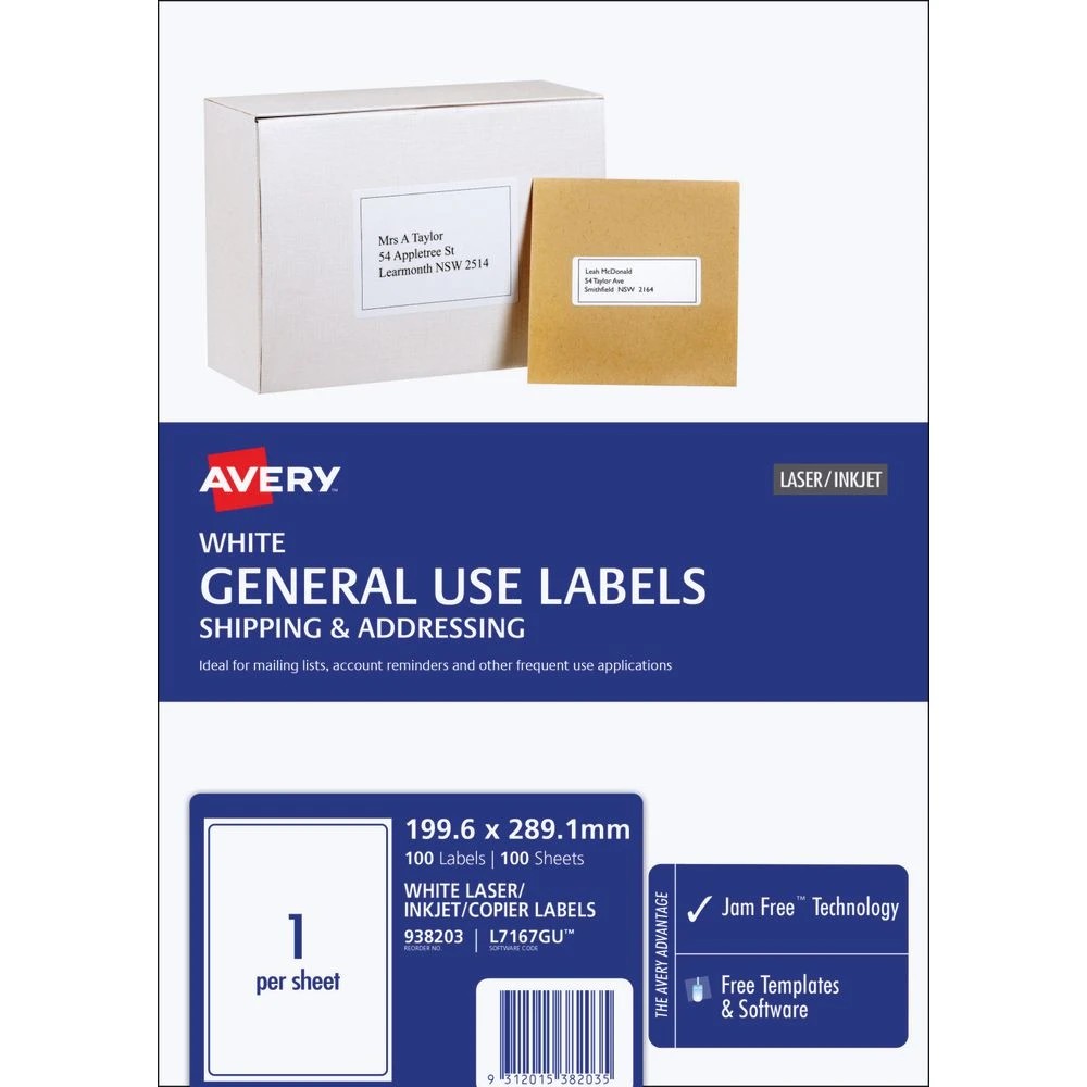 2 Avery 1UP Inkjet Laser General Use Labels White 100 Sheets, 2 of 4