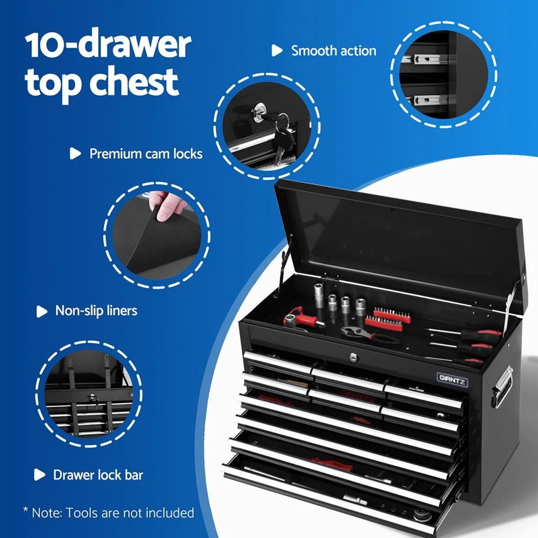 1 Giantz 13 Drawer Tool Box Cabinet Chest Toolbox Storage Garage Organiser - Black, 1 of 4