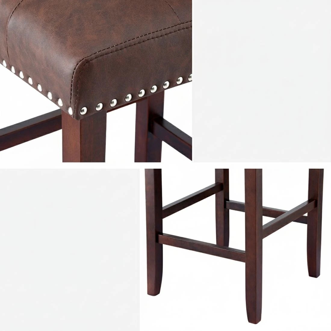 6 Artiss 2x Bar Stools Kitchen Dining Chairs Counter PU Leather Wooden Ada Brown - Brown, 6 of 6