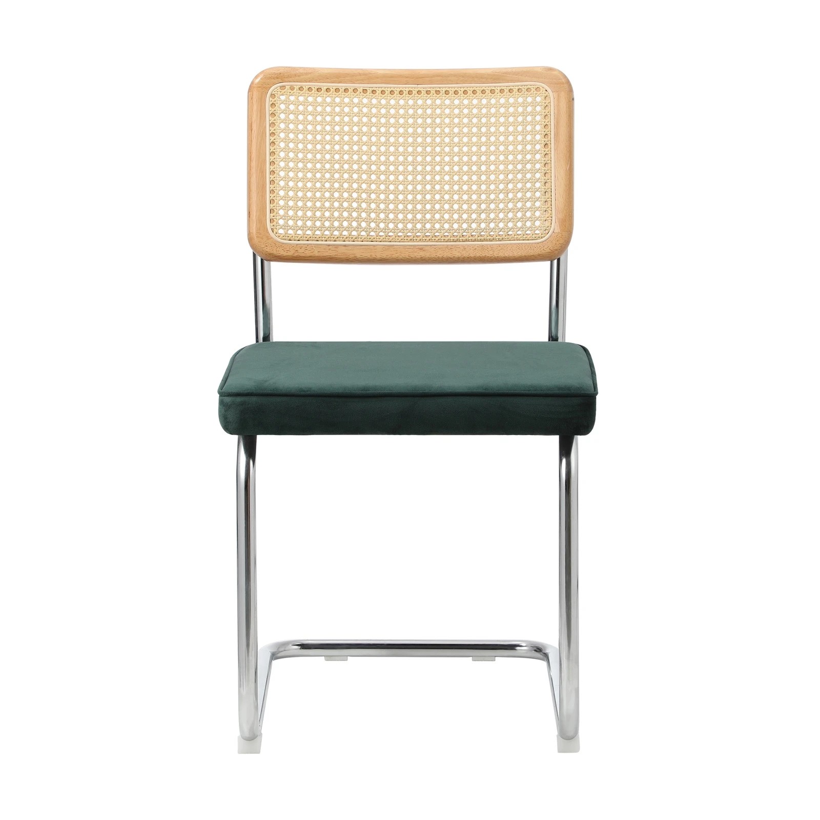 6 Oikiture 2x Rattan Dining Chair Cesca Replica Cantilever Velvet Padded
 - Green, 6 of 10