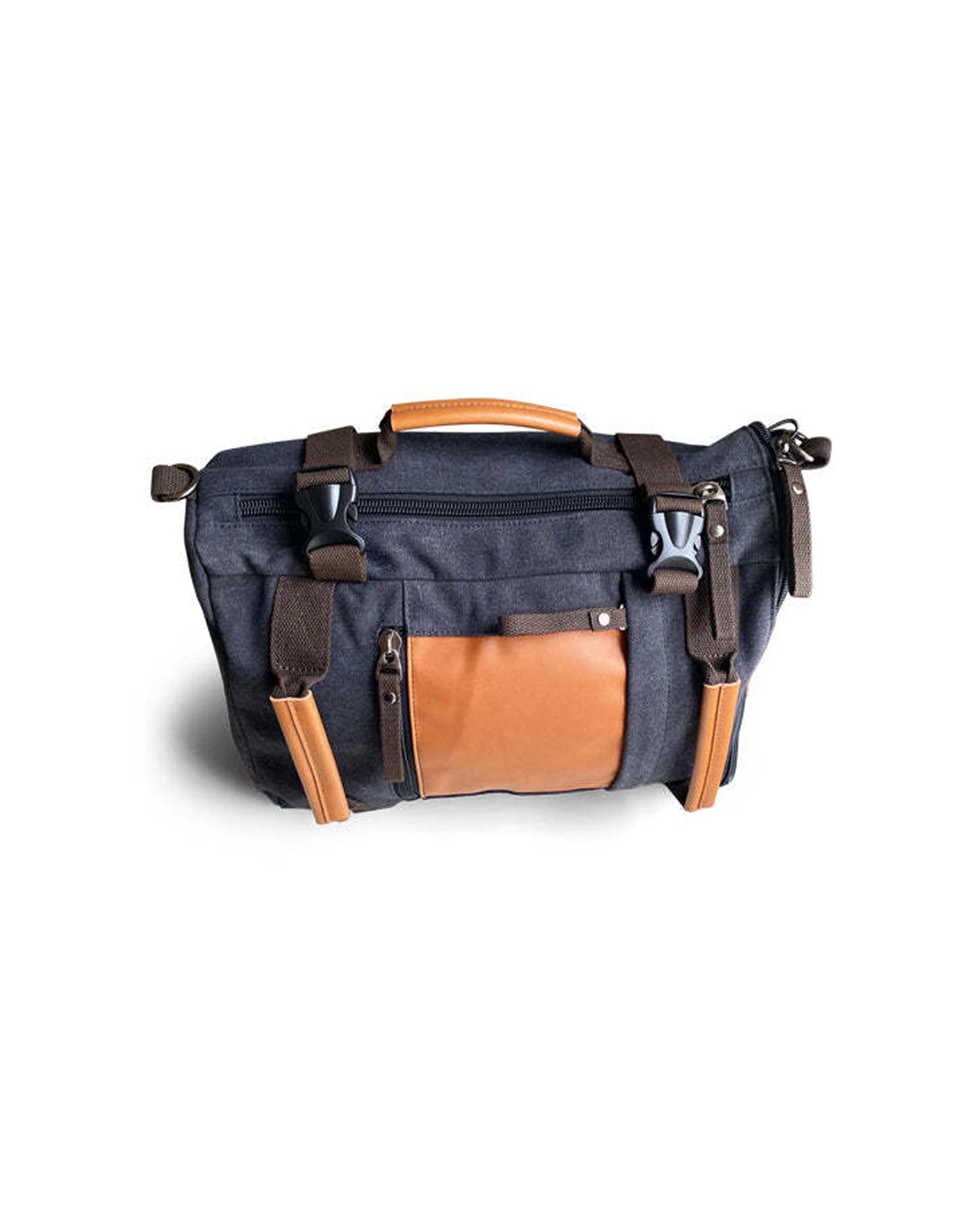 2 Mens Republic Messenger Backpack Combo Durable Washed Canvas Design 2-In-1 Bag - Black, 2 of 5