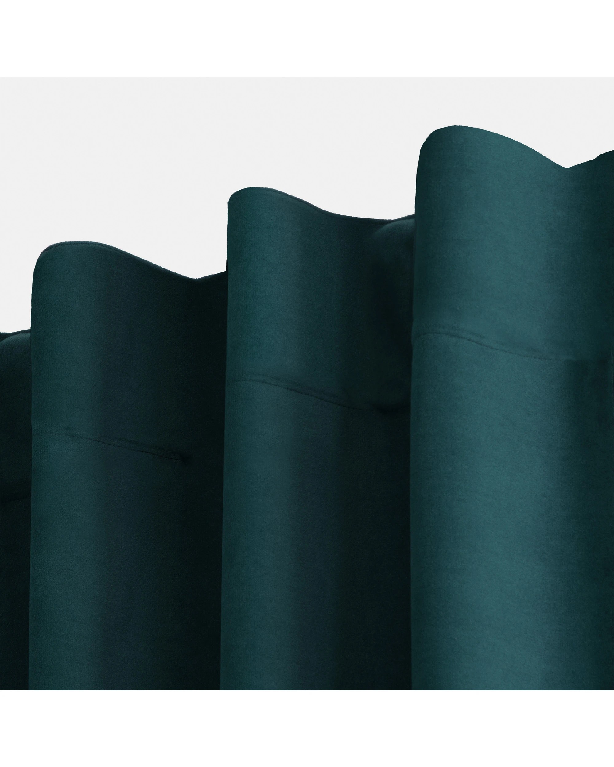 2 Cadence & Co. Byron Matte Velvet 100% Blockout Concealed Tab Top Curtain Twin Pack 225x223cm - Teal, 2 of 6