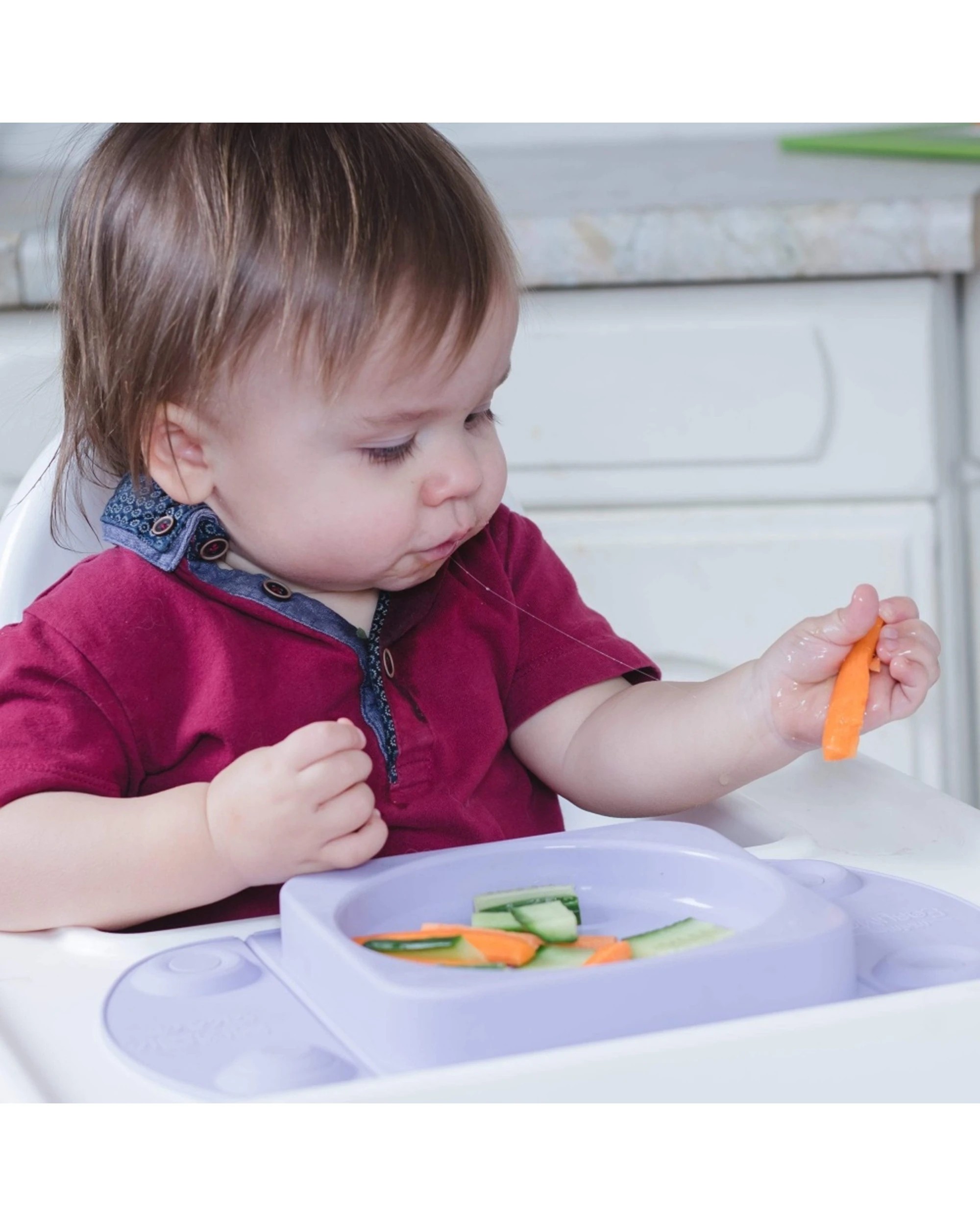 2 EasyTots Easymat MiniMax Open Baby Feeding Plate 5 Suction Points - Purple, 2 of 5