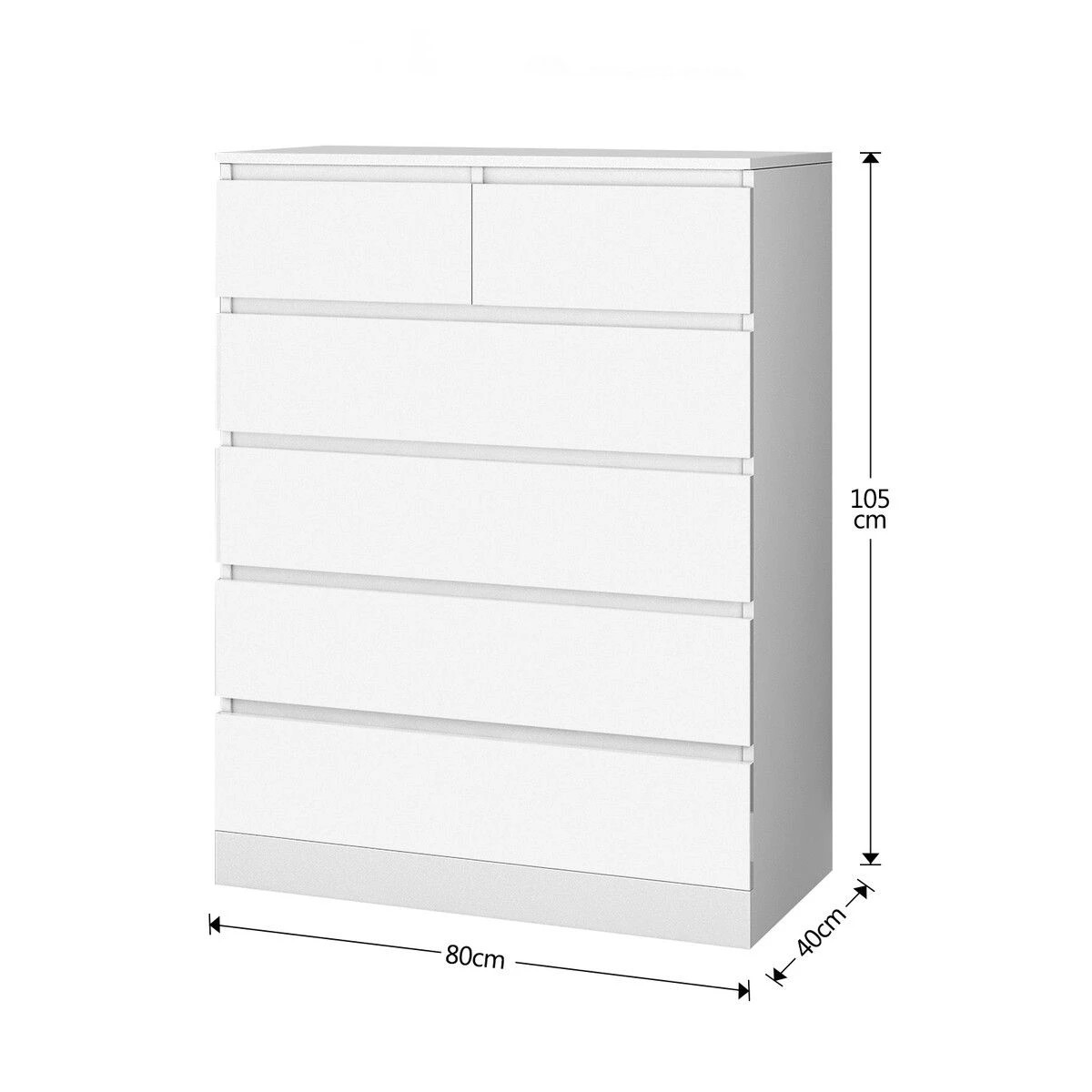 5 Ausway 6 Drawers Chest Dresser Bedside Table Tallboy Storage Cabinet, 5 of 7