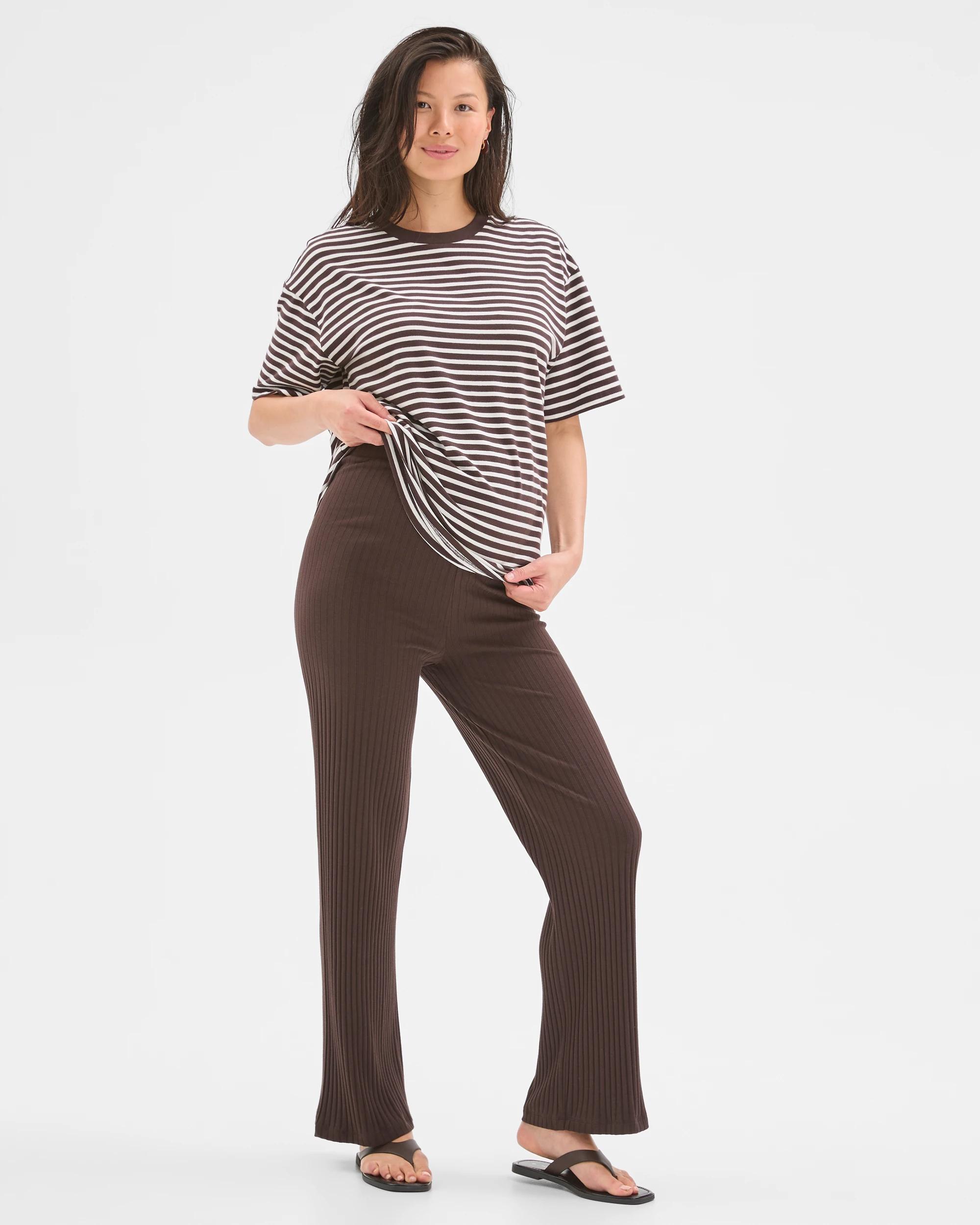 1 Target Maternity Over The Belly Rib Knit Lounge Pants BRUNETTE, 1 of 7