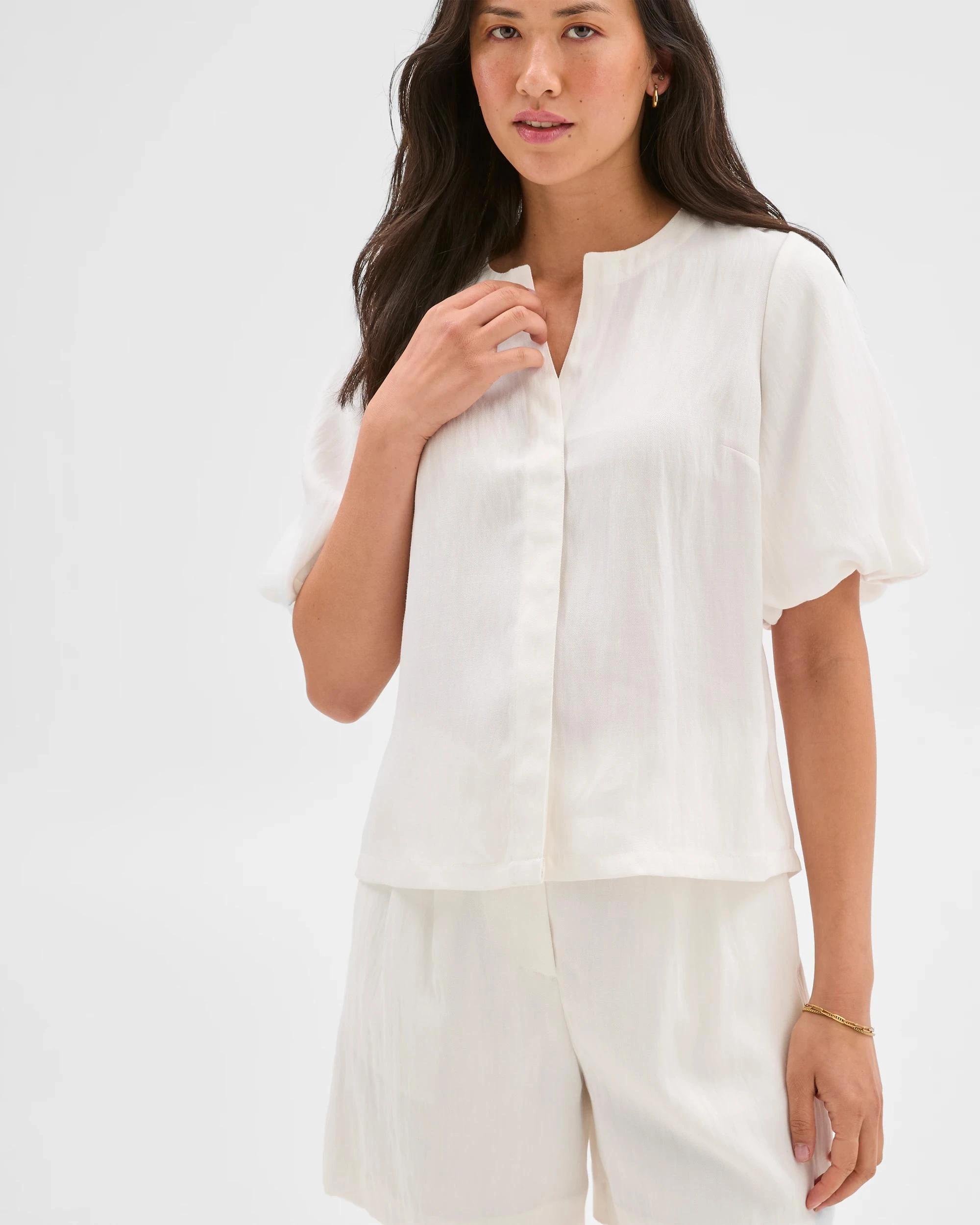 3 Puff Sleeve Blouse - Preview CLOUD DANCER, 3 of 6