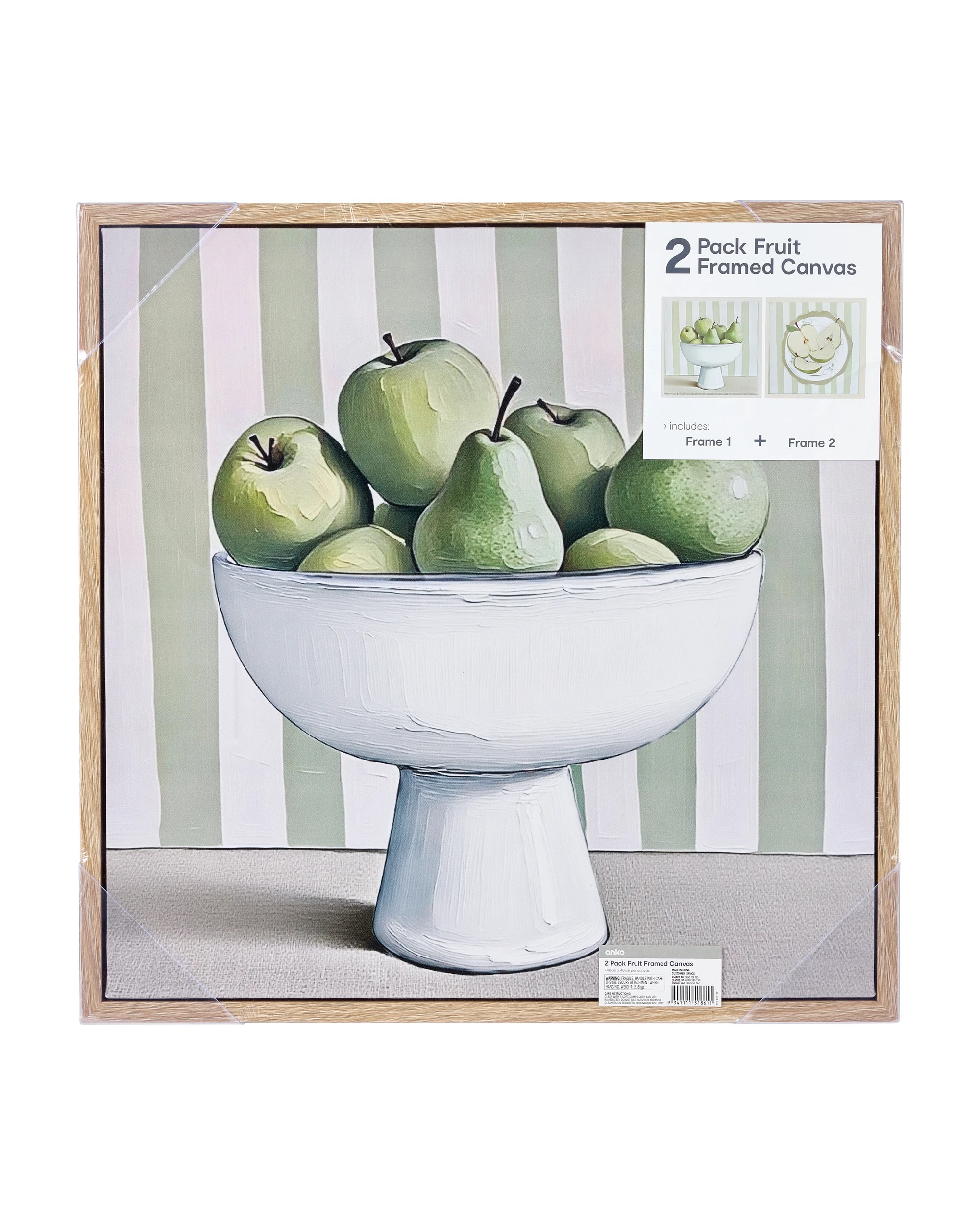 5 2 Pack Fruit Framed Canvas - 40cm x 40cm, 5 of 5