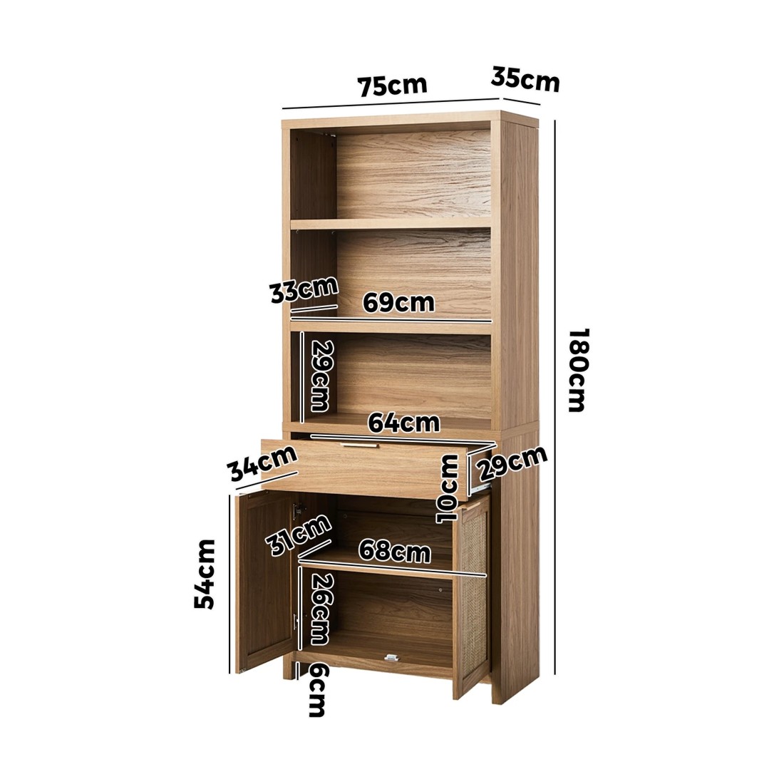 10 Oikiture Display Shelf Bookshelf Bookcase Adjustable Storage Cabinet 5 Tier
 - natural, 10 of 10